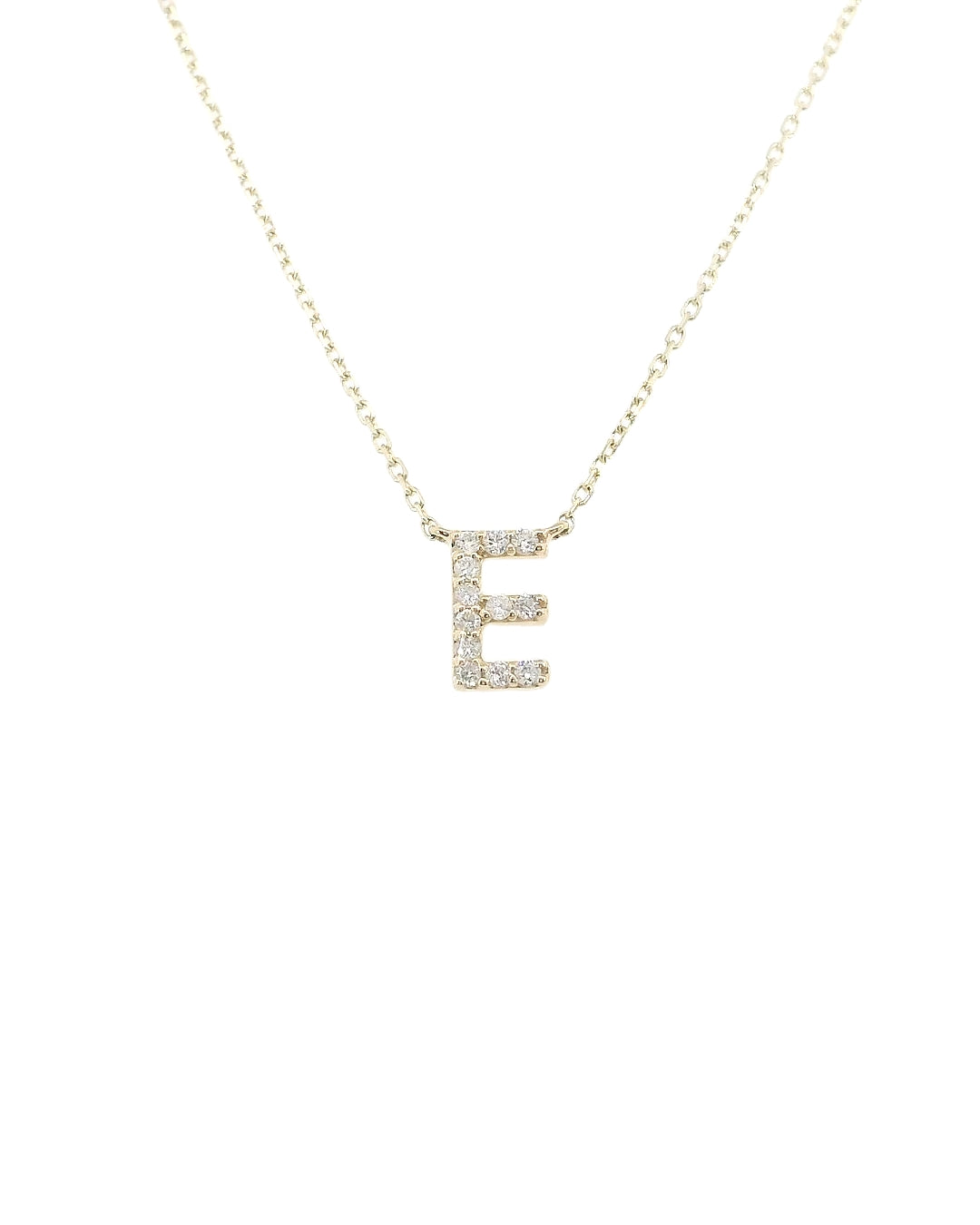 "E" Natural Diamond Initial Necklace