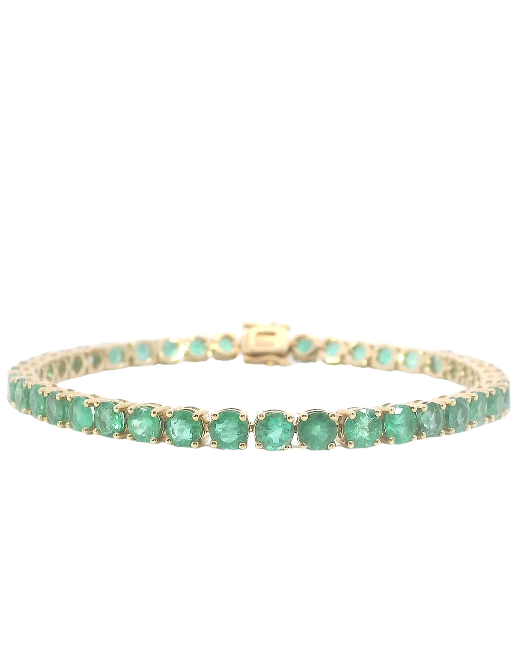 10.00Ct Round Brilliant Natural Green Emerald Classic Set Tennis Bracelet