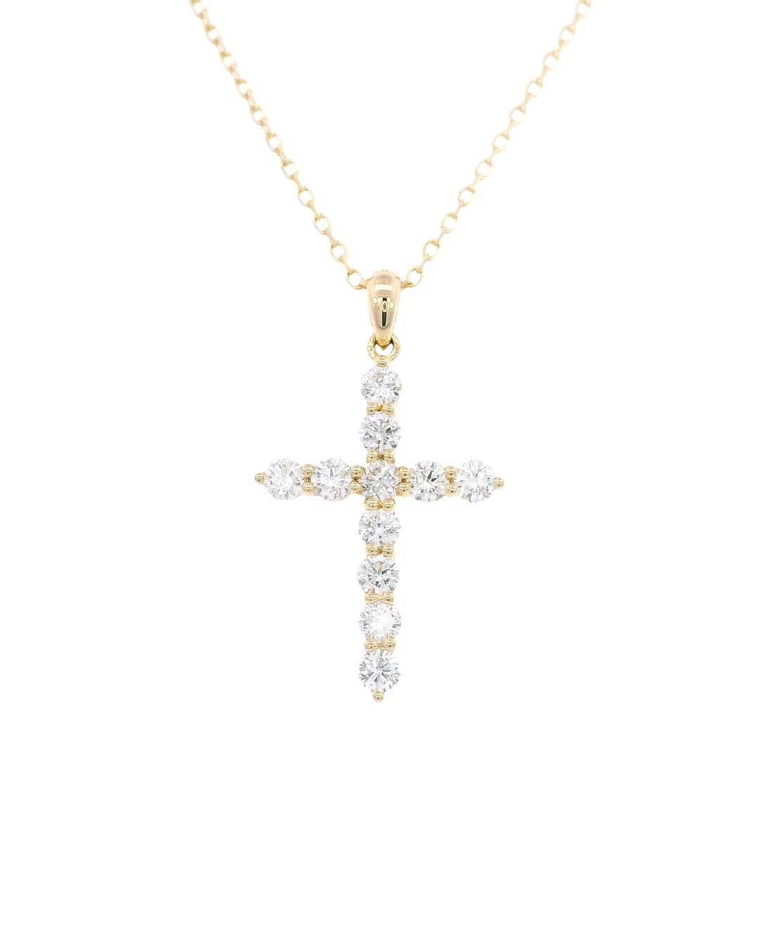 0.63Ct Natural Diamond Claw Set Cross Pendant