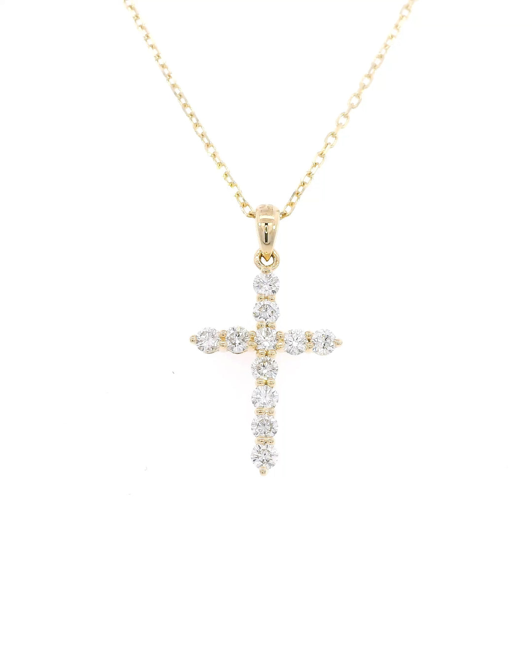0.41Ct Natural Diamond Claw Set Cross Pendant