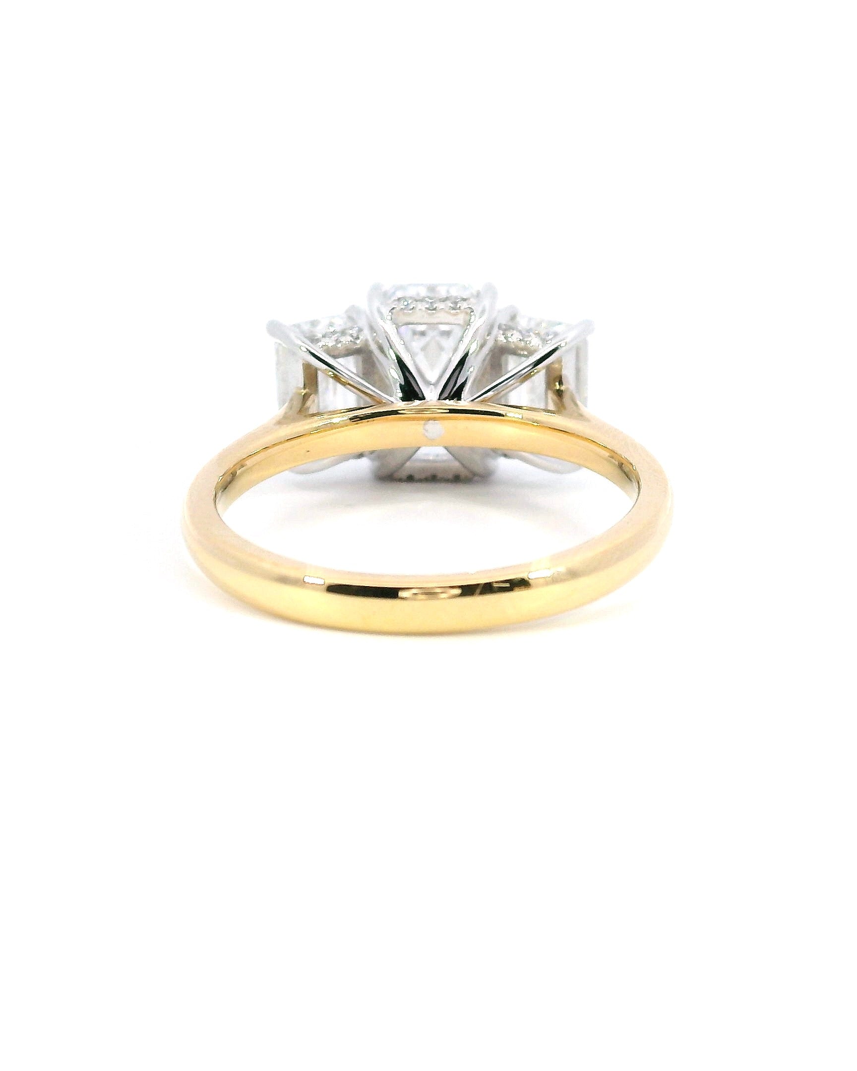 3.80Ct Emerald Cut Lab-Grown Diamonds in the Trilogy Design with Hidden Halo