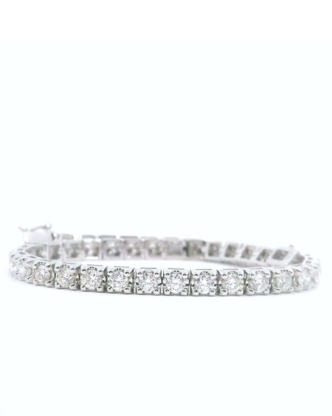 3.48Ct Round Brilliant Cut Square Crown Set Natural Diamond Tennis Bracelet