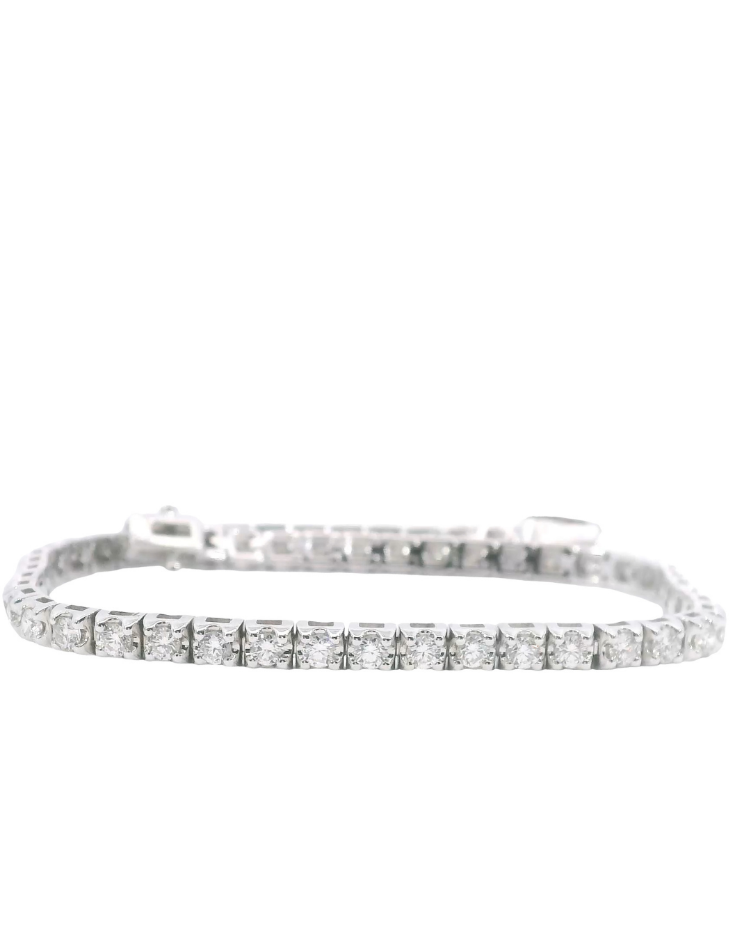 2.11Ct Round Brilliant Cut Square Crown Set Natural Diamond Tennis Bracelet