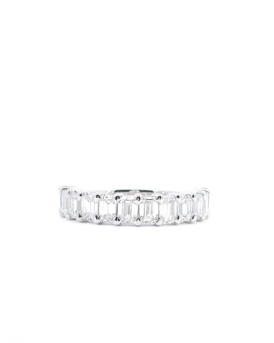 1.80Ct Emerald Cut Lab-Grown Diamond Double Shared Claw Eternity Ring