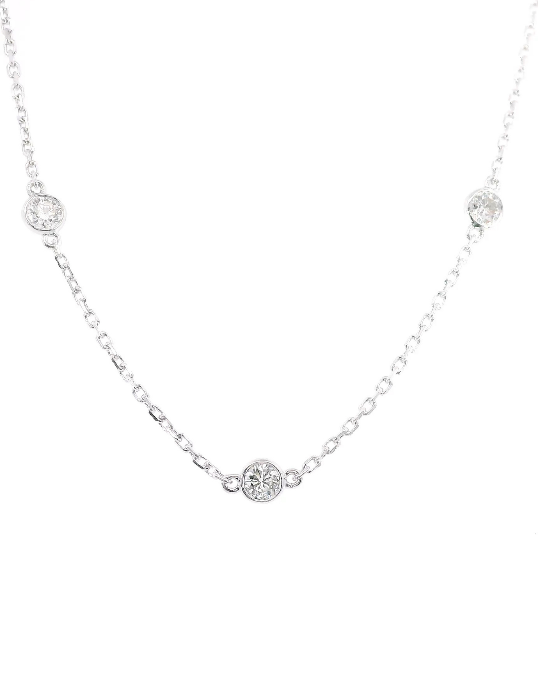 1.02Ct Natural Diamond Bezel Set Necklace