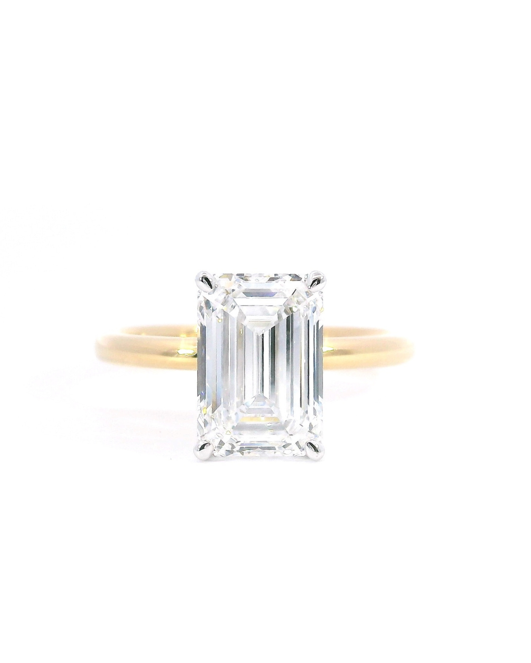 2.87Ct Emerald Cut Lab-Grown Diamond Parker Classic Solitaire with Hidden Halo