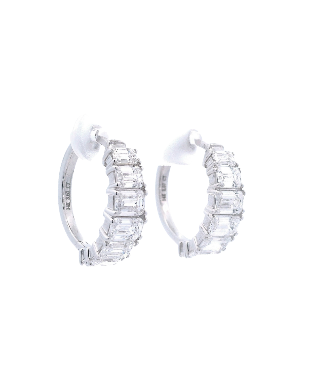 3.56Ct Emerald Cut Lab-Grown Diamond Hoop Earrings