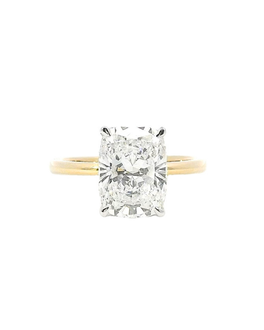 3.14ct Elongated Cushion Lab-Grown Diamond Parker Classic Solitaire with Hidden Halo
