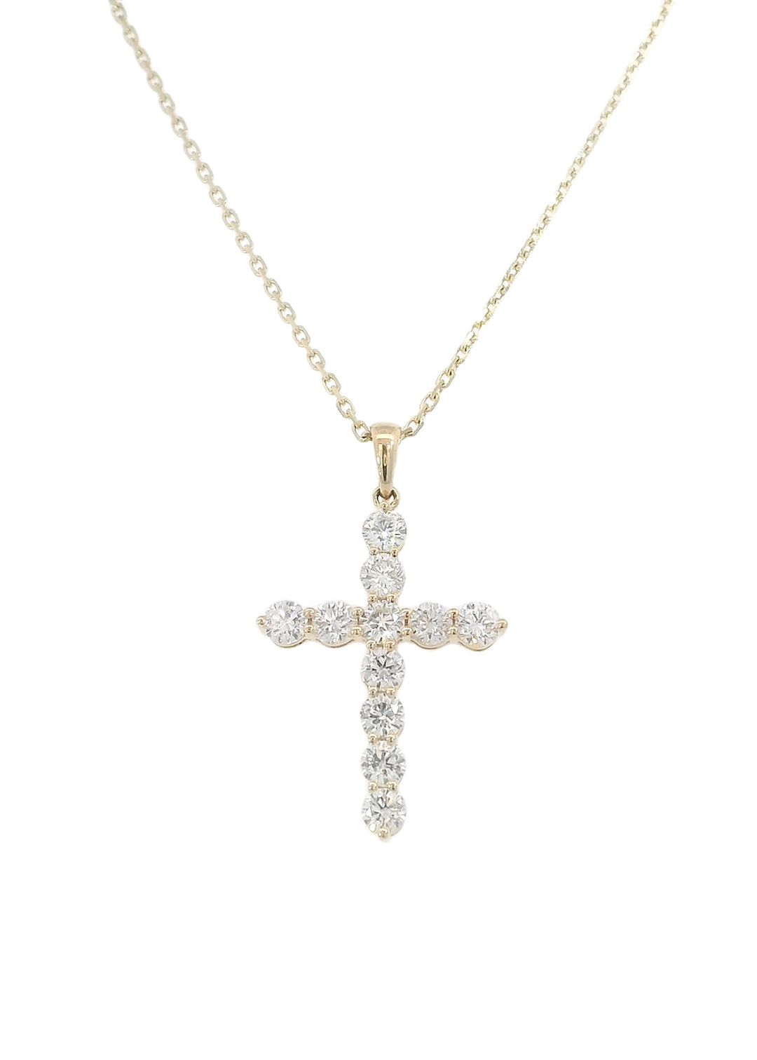 0.97Ct Natural Diamond Claw Set Cross Pendant
