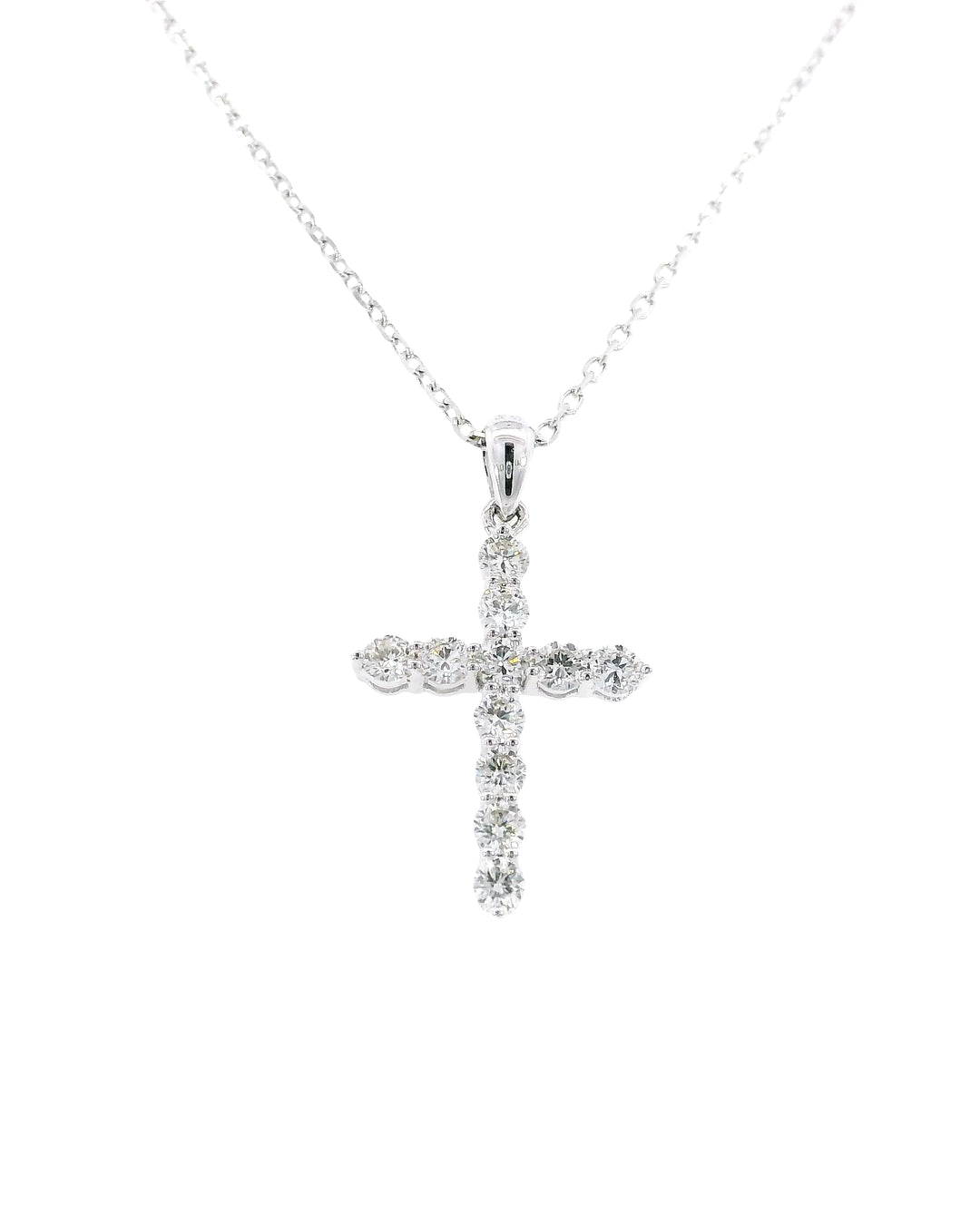 0.42Ct Natural Diamond Claw Set Cross Pendant