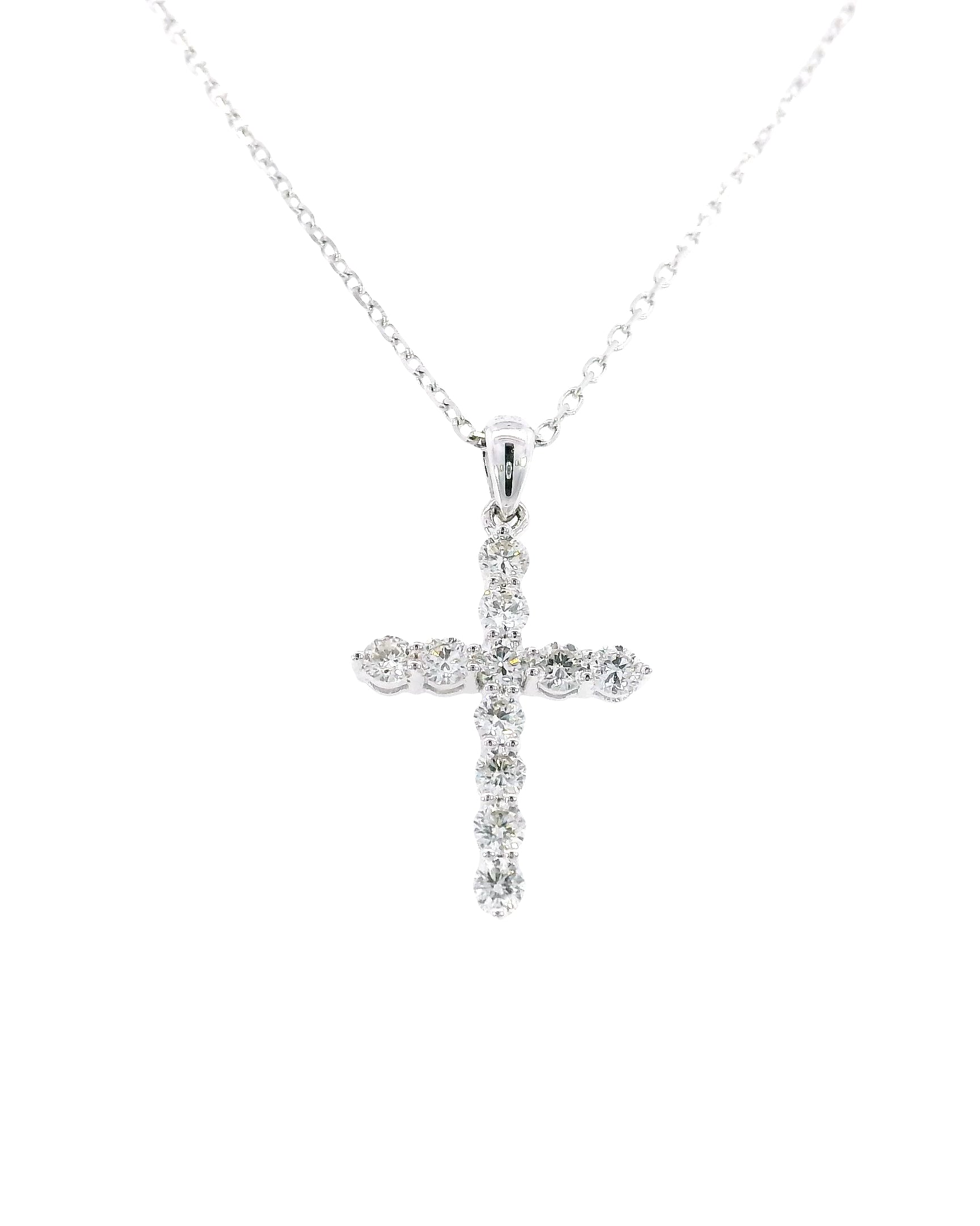 0.42Ct Natural Diamond Claw Set Cross Pendant