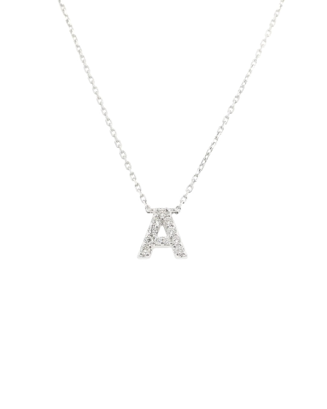 "A" Natural Diamond Initial Necklace