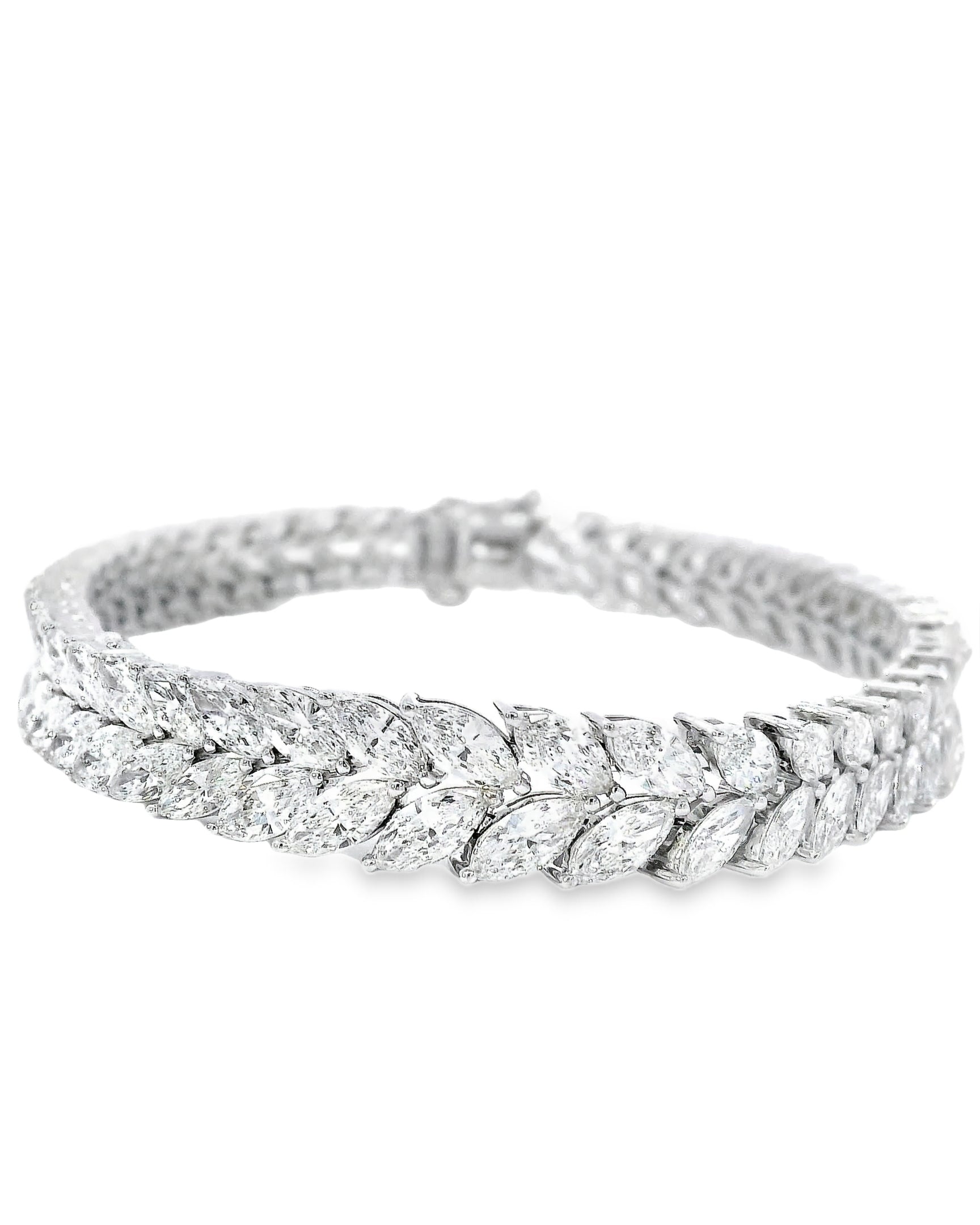 13.71Ct Marquise Cut Double Row Natural Diamond Tennis Bracelet