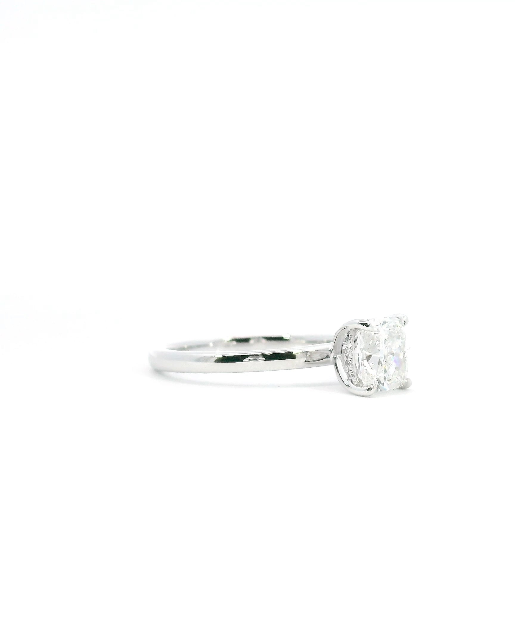 1.30ct Square Cushion Natural Diamond Parker Classic Solitaire with Hidden Halo