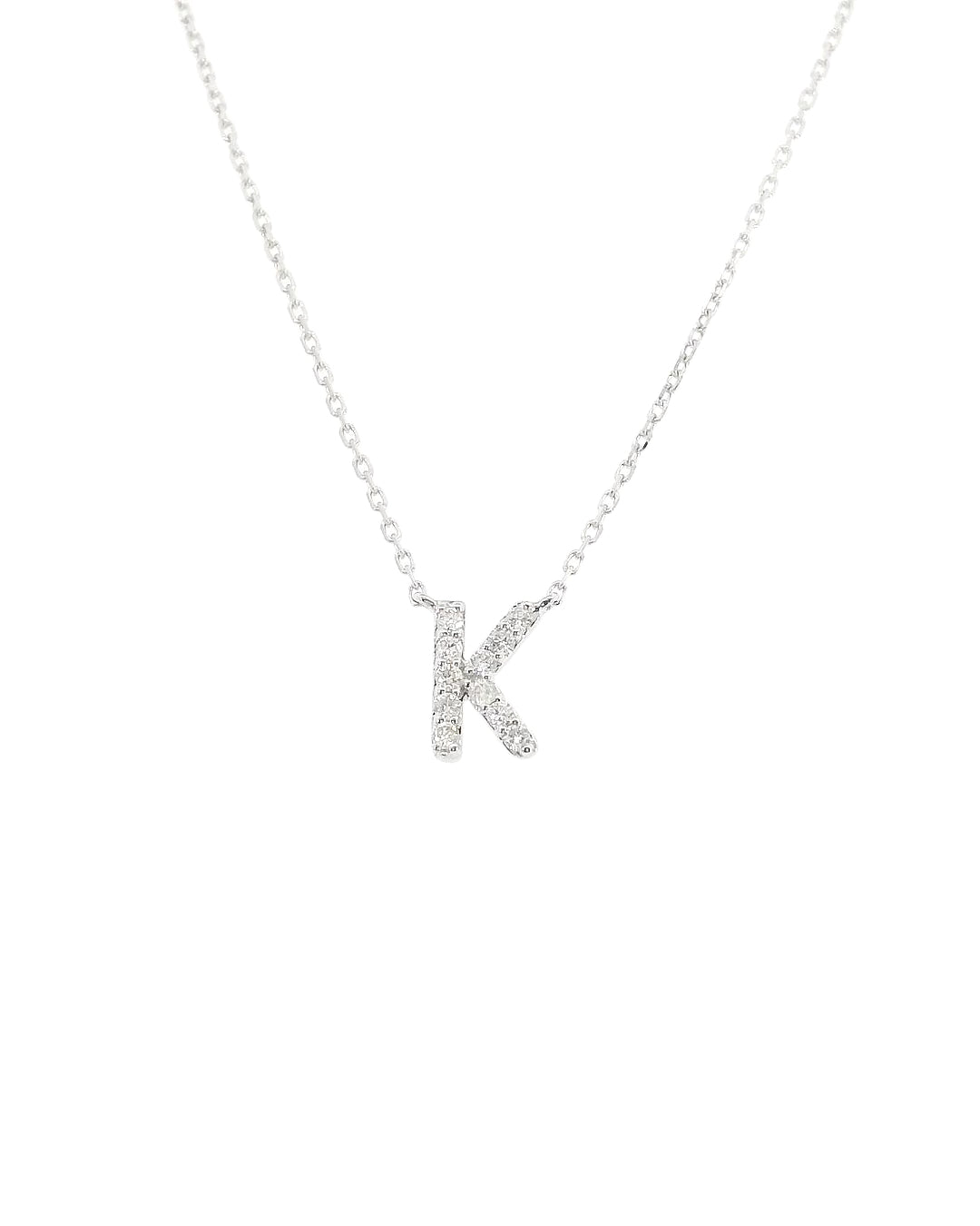"K" Natural Diamond Initial Necklace