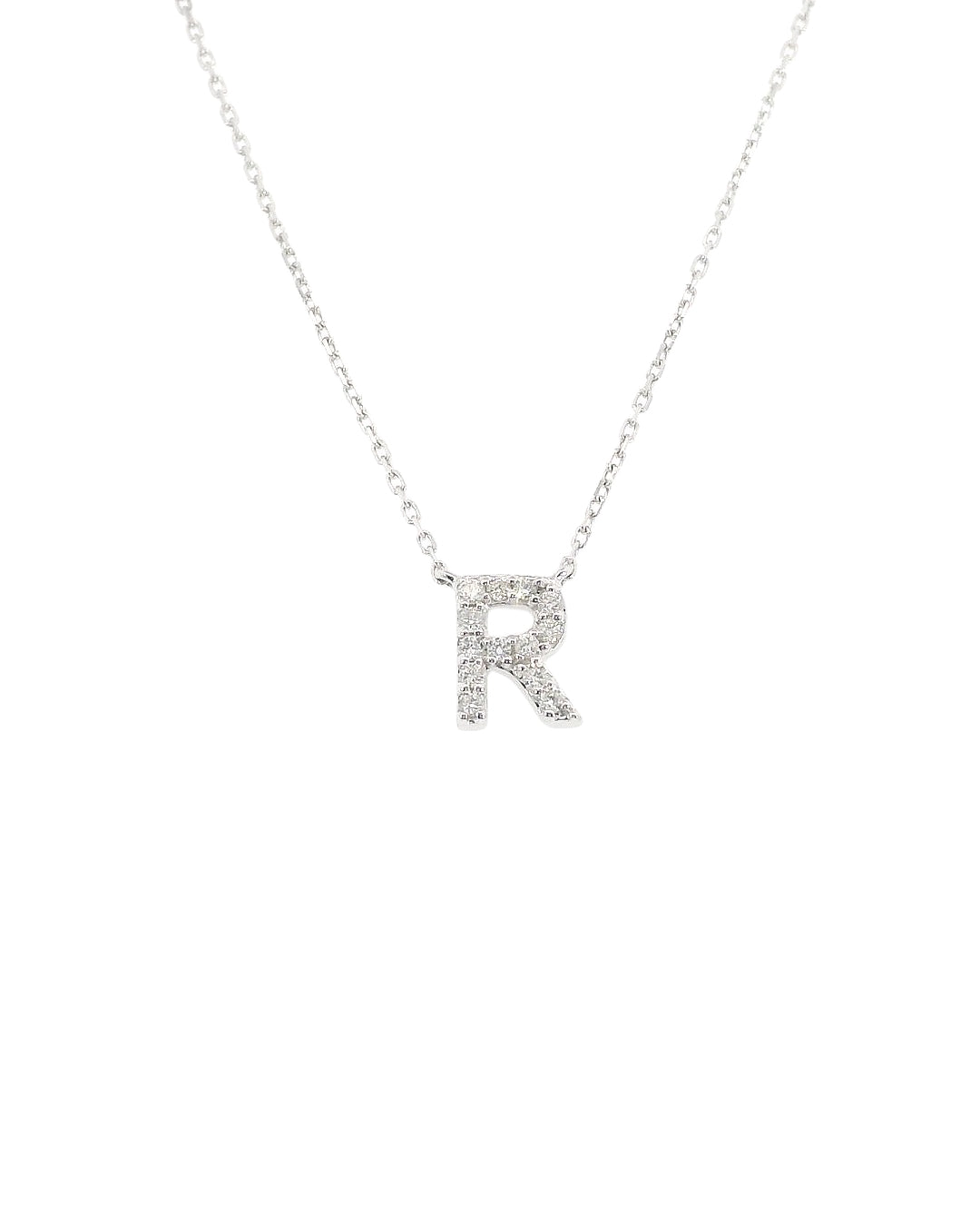 "R" Natural Diamond Initial Necklace