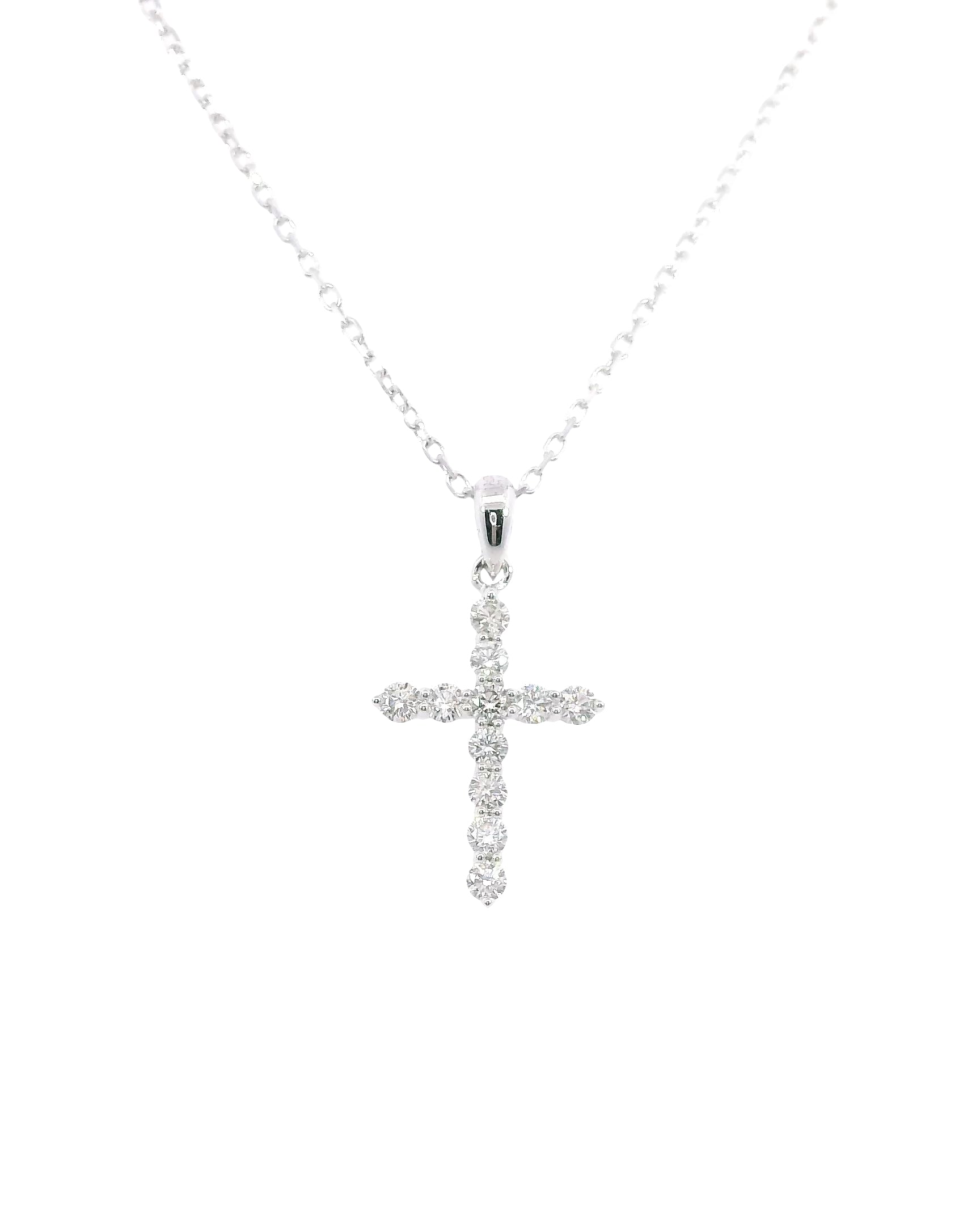 0.26Ct Natural Diamond Claw Set Cross Pendant