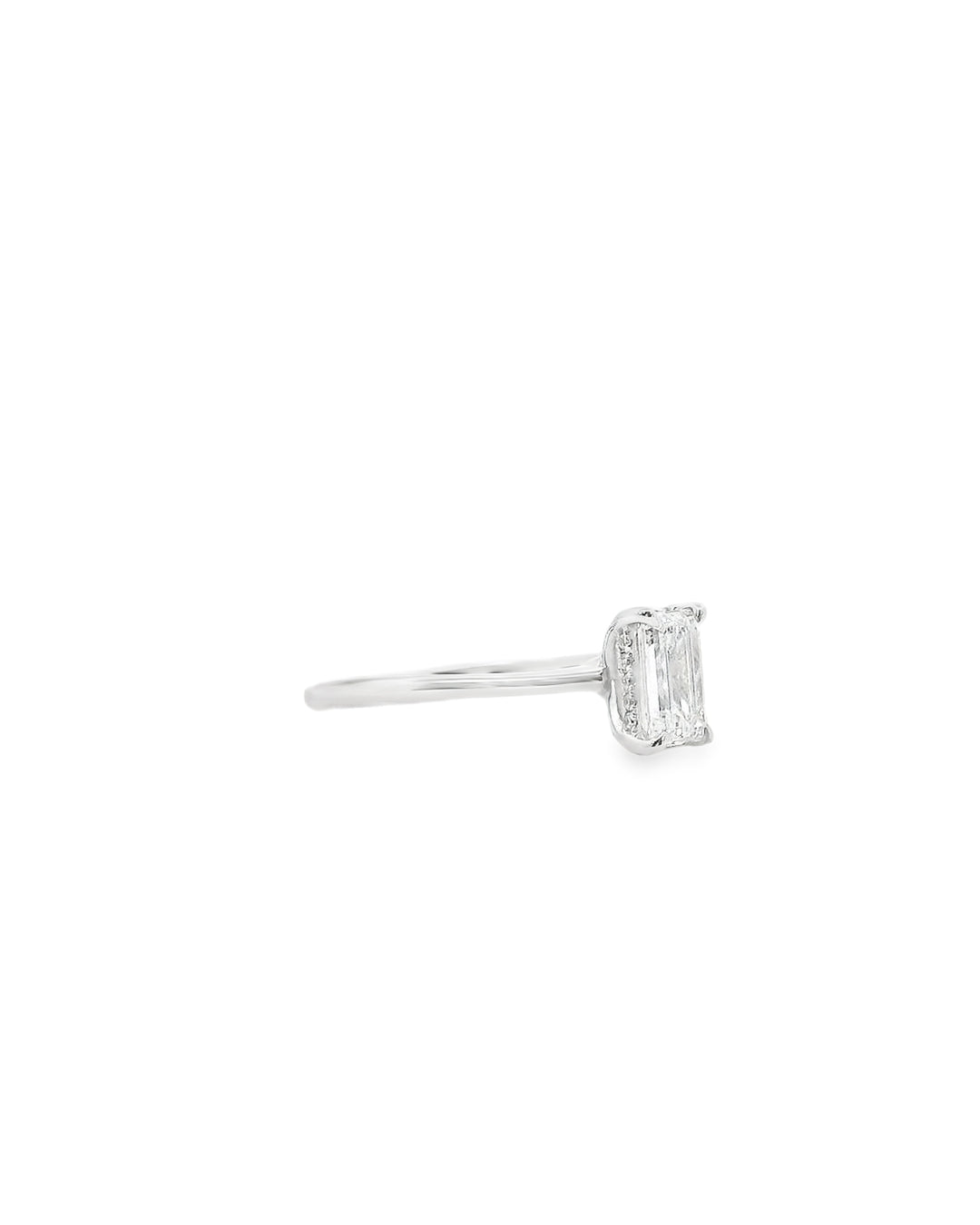 1.11ct Emerald Cut Natural Diamond Parker Classic Solitaire with Hidden Halo