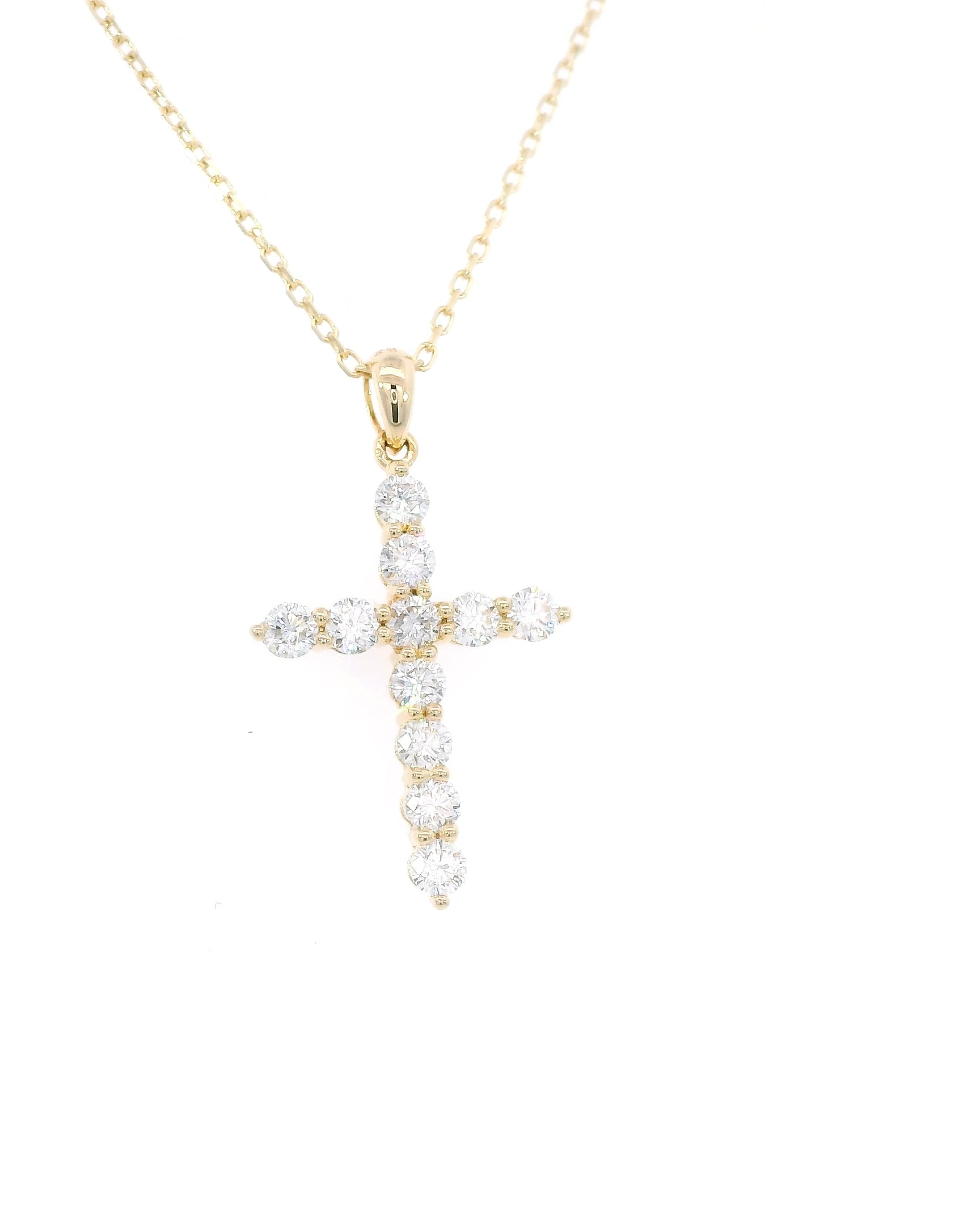 0.63Ct Natural Diamond Claw Set Cross Pendant