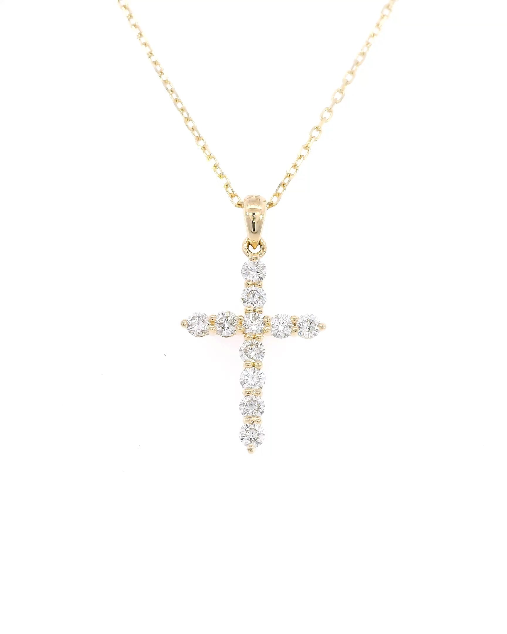 0.41Ct Natural Diamond Claw Set Cross Pendant