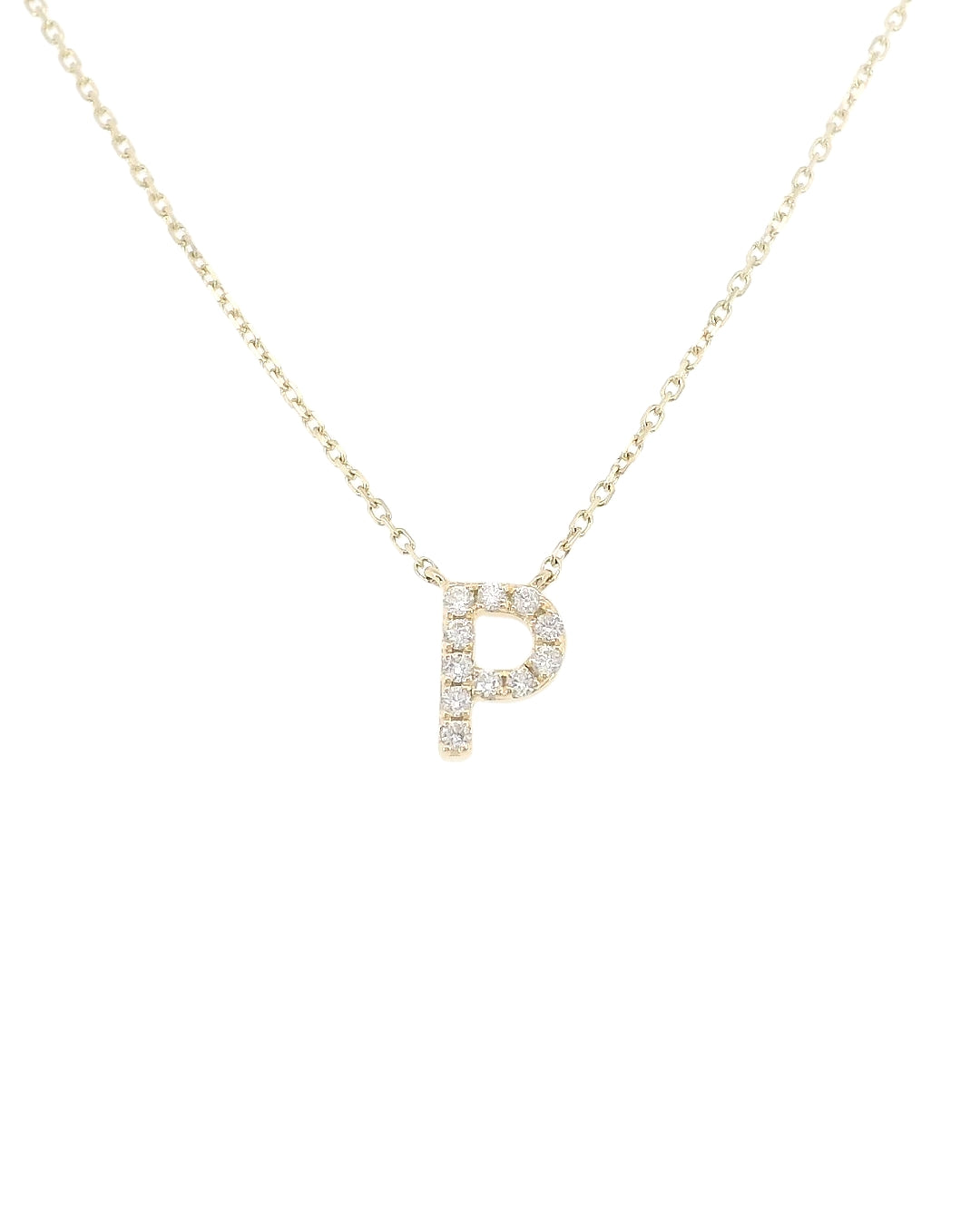 "P" Natural Diamond Initial Necklace