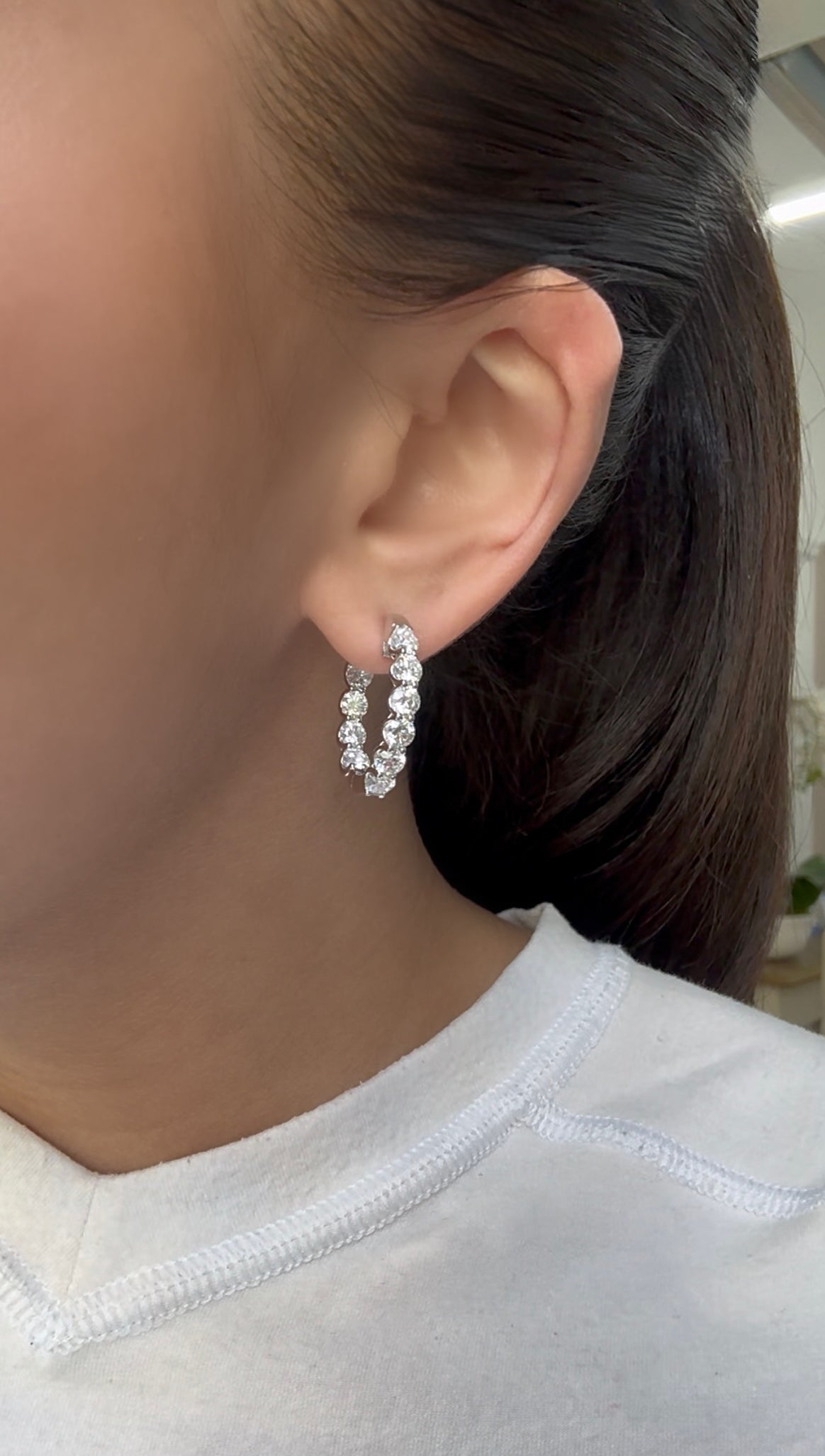 4.47Ct Round Brilliant Cut Lab-Grown Diamond Inside Out Hoop Earrings