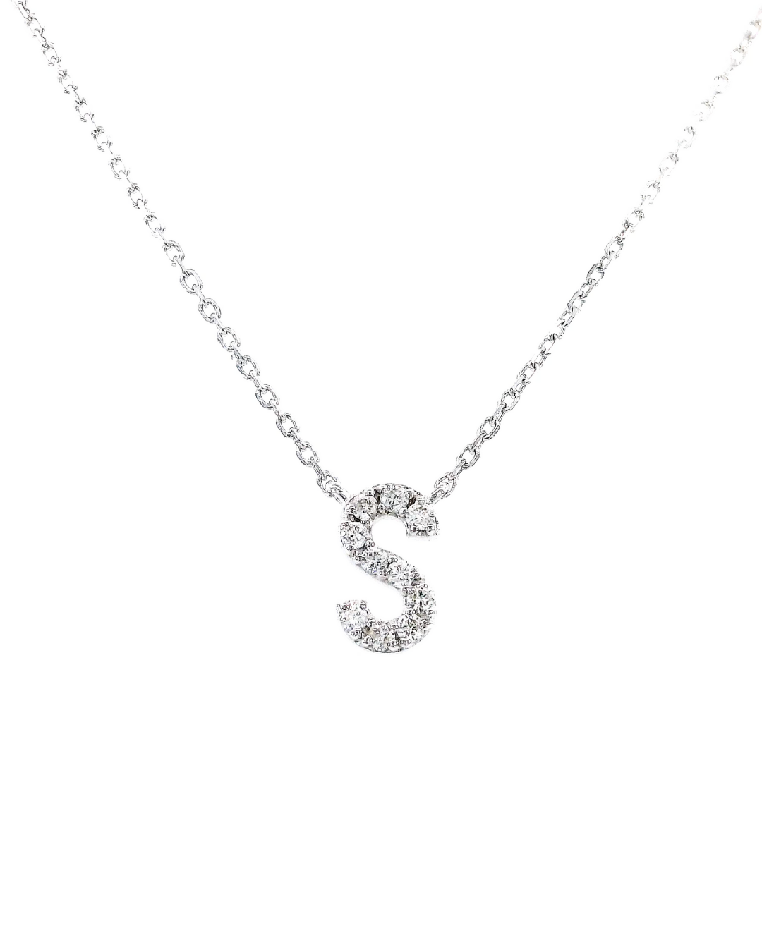 "S" Natural Diamond Initial Necklace