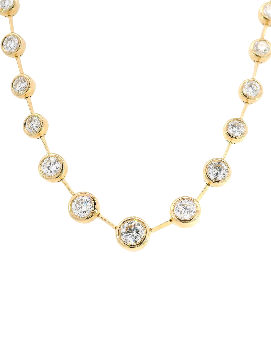 4.82Ct Round Brilliant Cut Natural Diamond Graduated Bezel Set Tennis Necklace