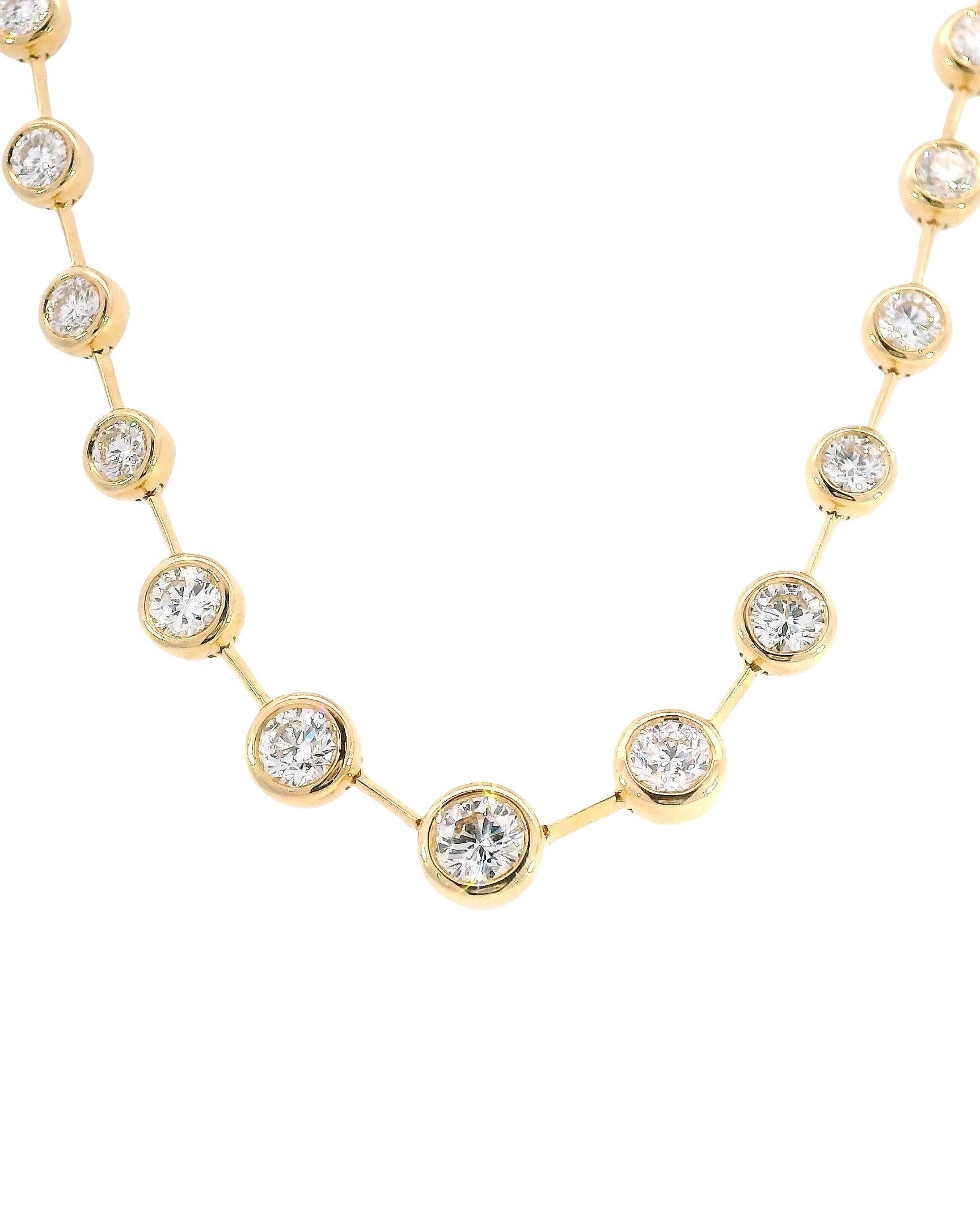 4.82Ct Round Brilliant Cut Natural Diamond Graduated Bezel Set Tennis Necklace