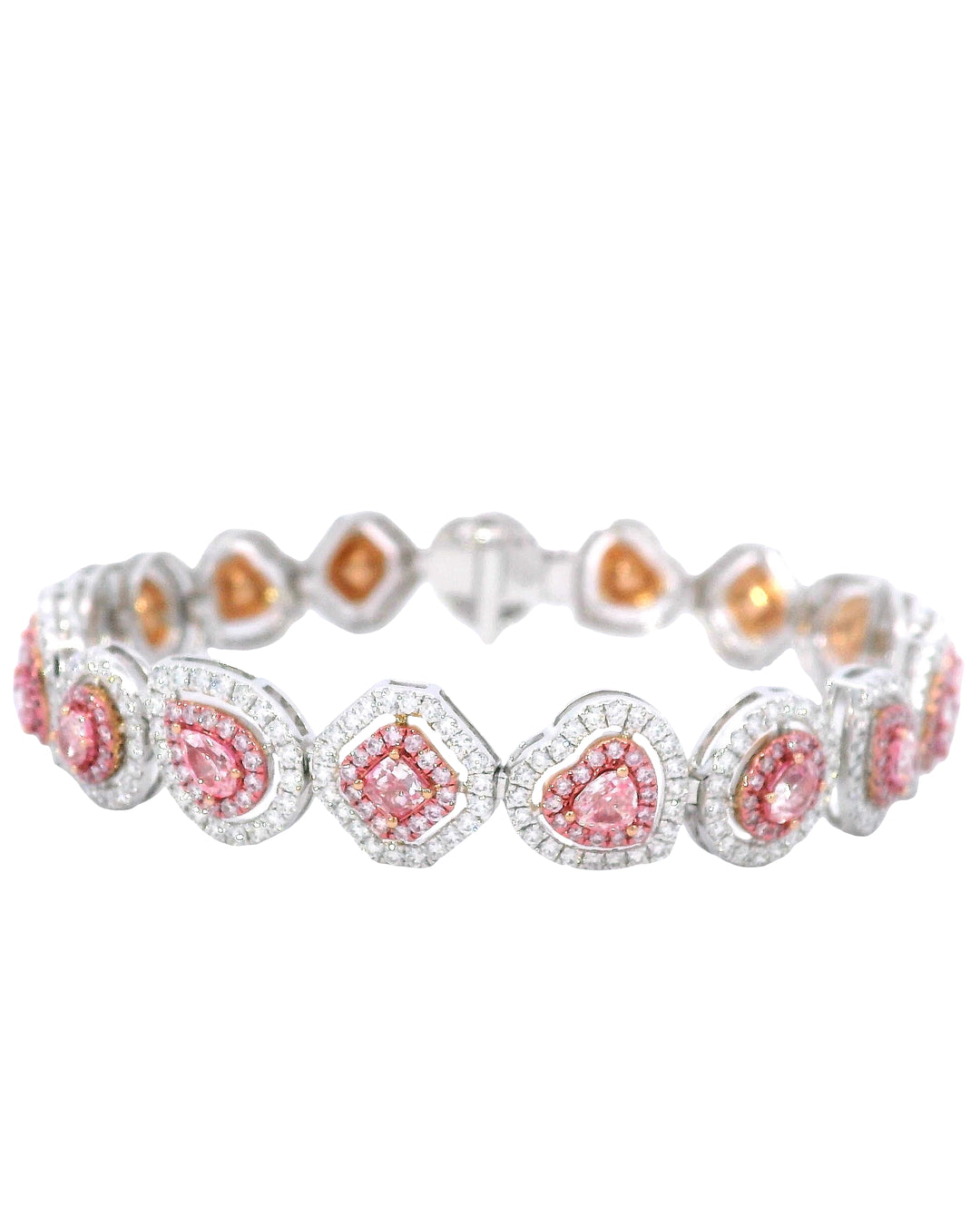 5.74Ct Mixed Shape Double Halo Natural Diamond Tennis Bracelet