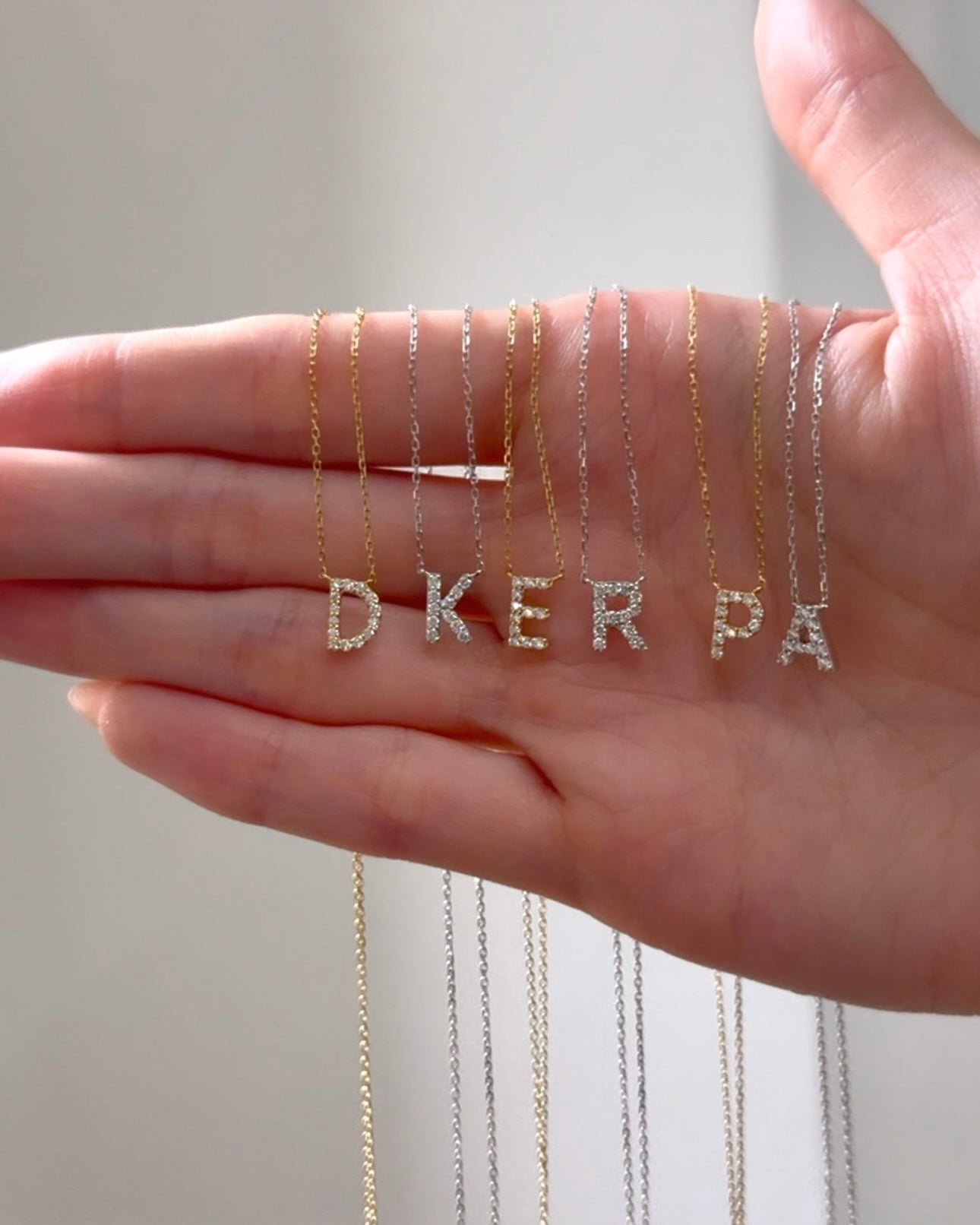 "P" Natural Diamond Initial Necklace