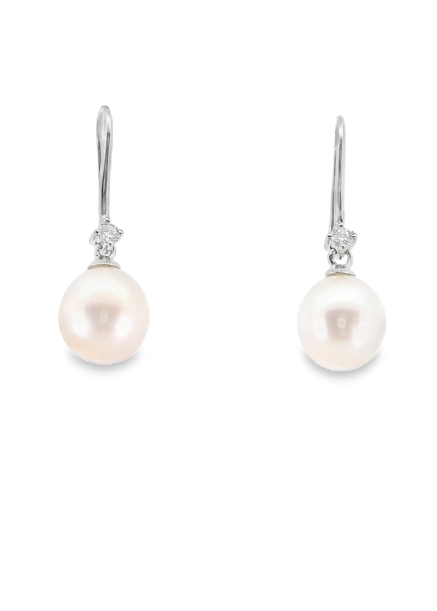 Stella Freshwater Pearl & Diamond Hook Earrings
