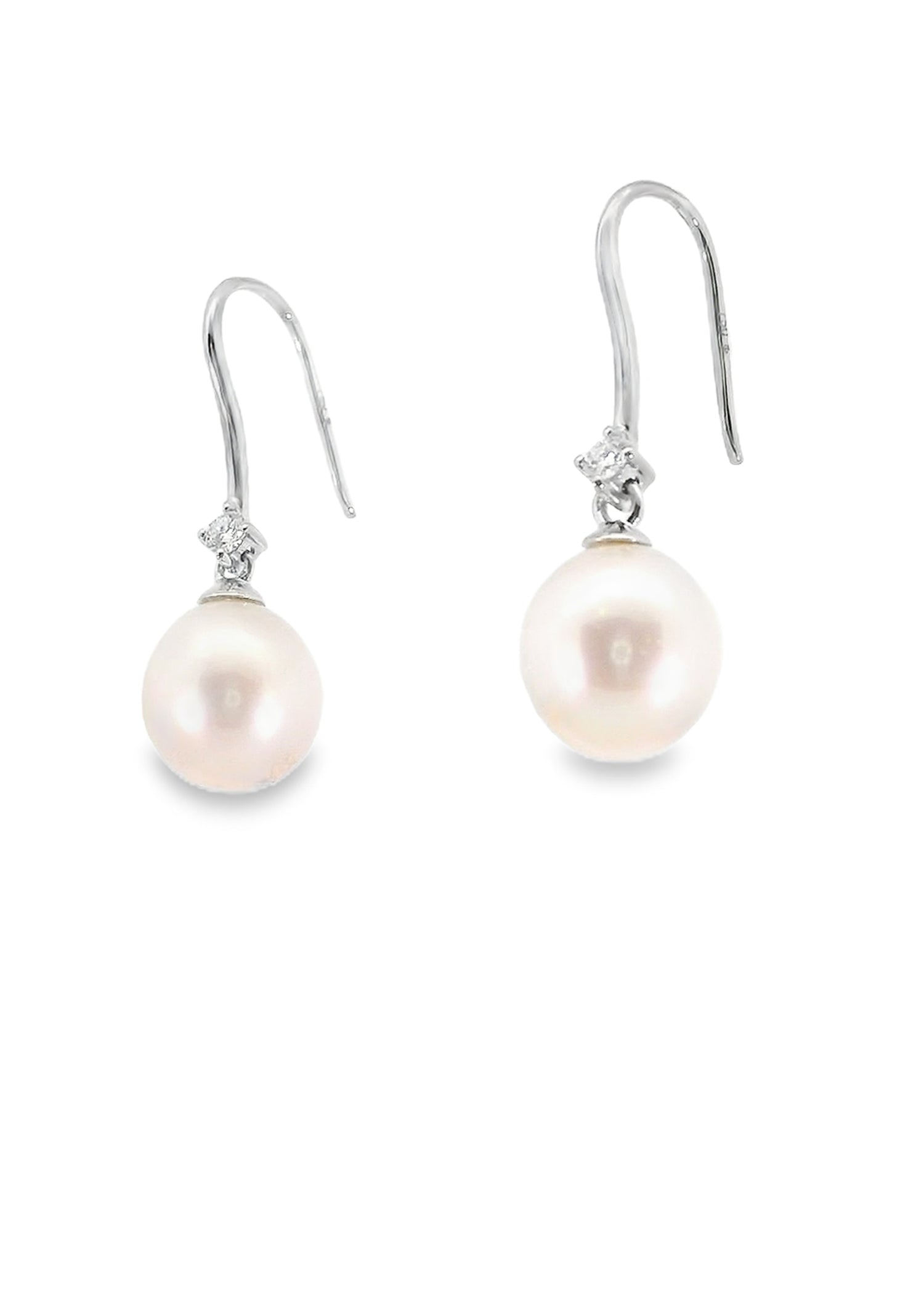 Stella Freshwater Pearl & Diamond Hook Earrings