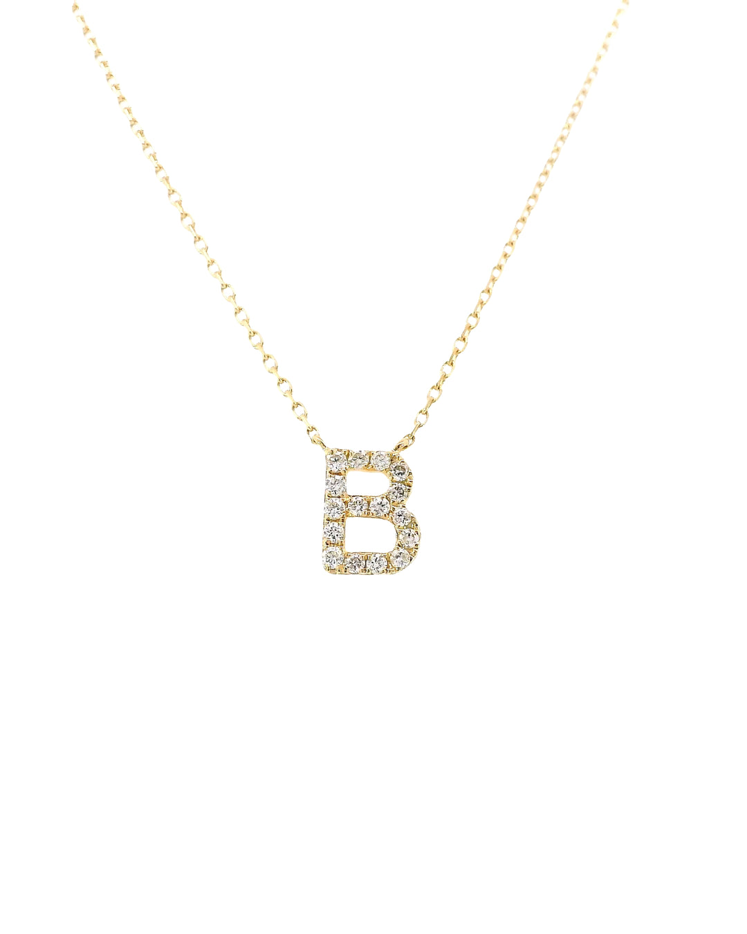"B" Natural Diamond Initial Pendant