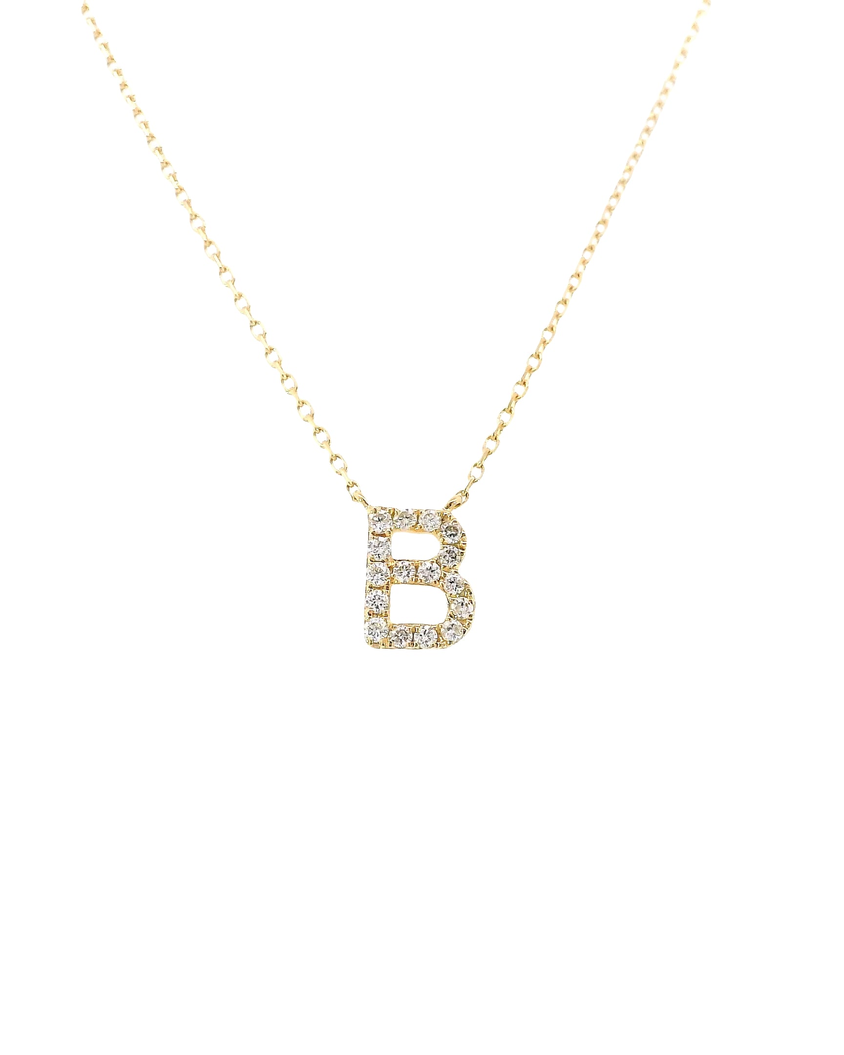 "B" Natural Diamond Initial Pendant