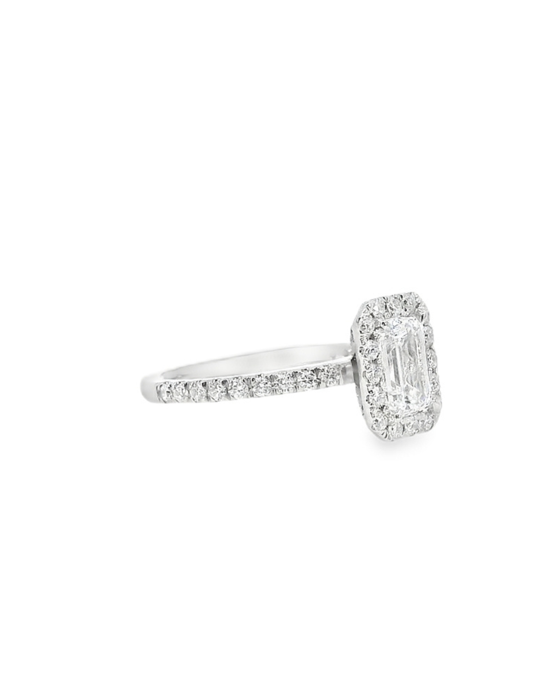 Emerald Cut Diamond in the Kensington Halo Design