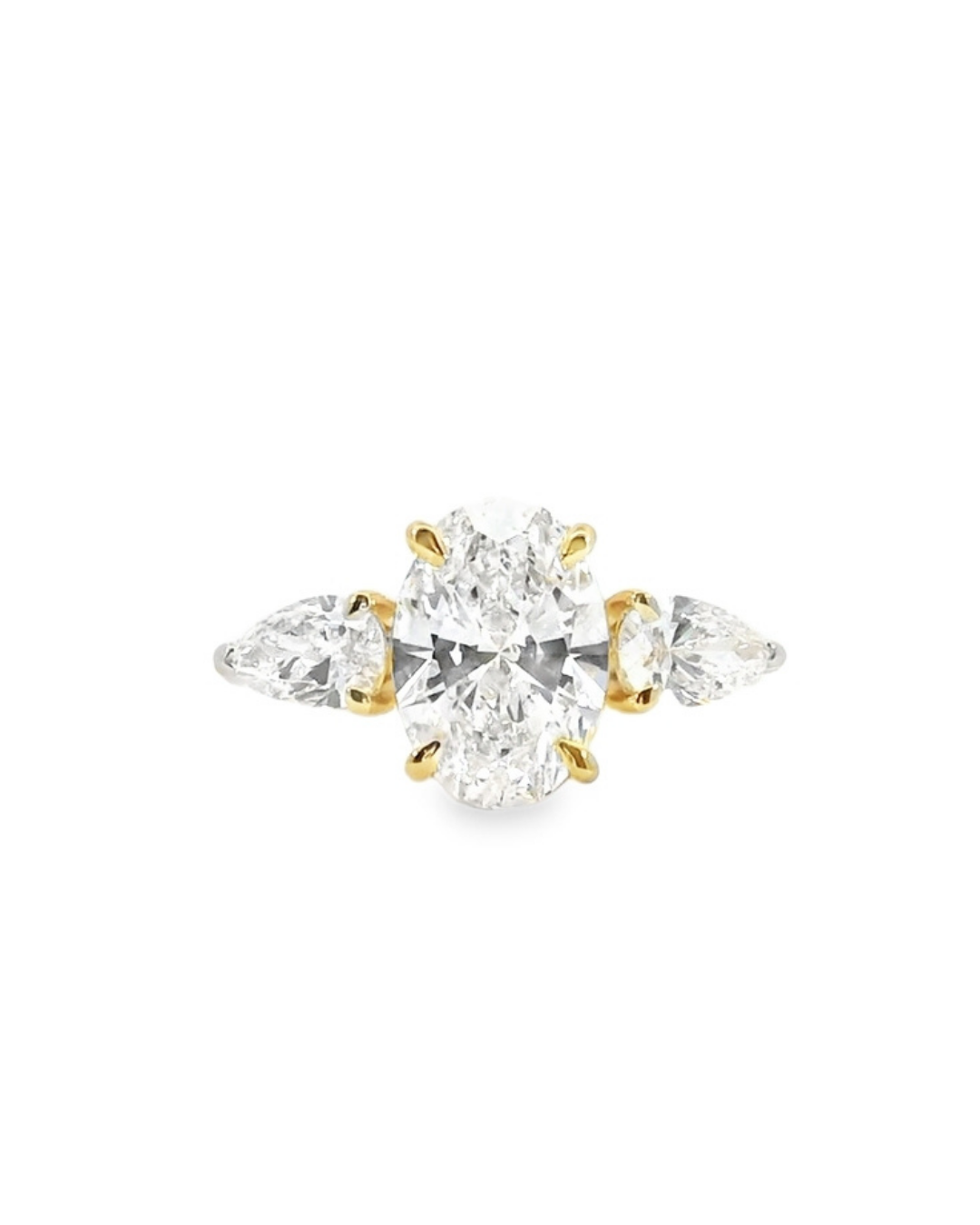 Oval Cut Diamond with Pear Sides in the Camilla Trilogy Design with Hidden Halo