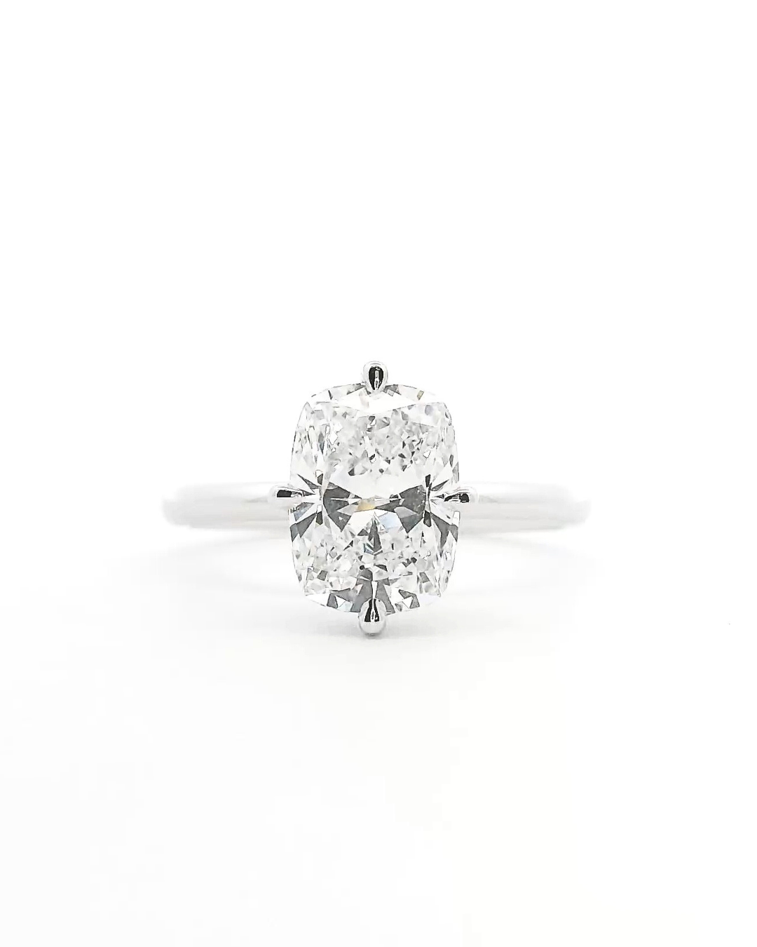 2.28ct Elongated Cushion Lab-Grown Diamond in the NSEW Solitaire with Hidden Halo