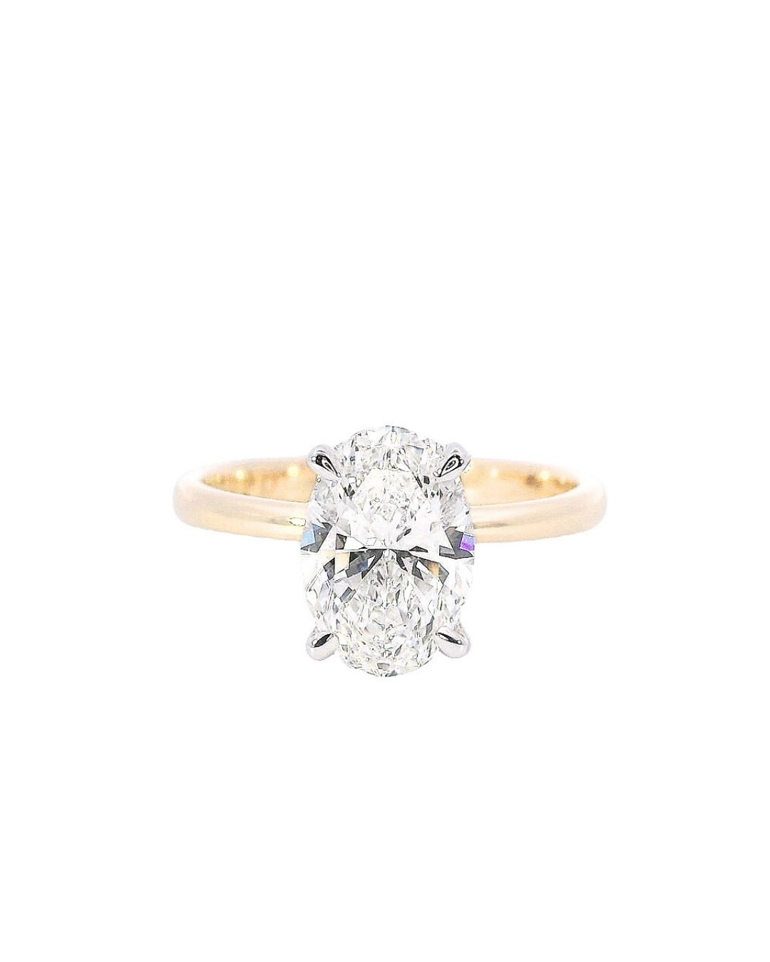 1.61ct Oval Natural Diamond Four Claw Parker Classic Solitaire with Hidden Halo