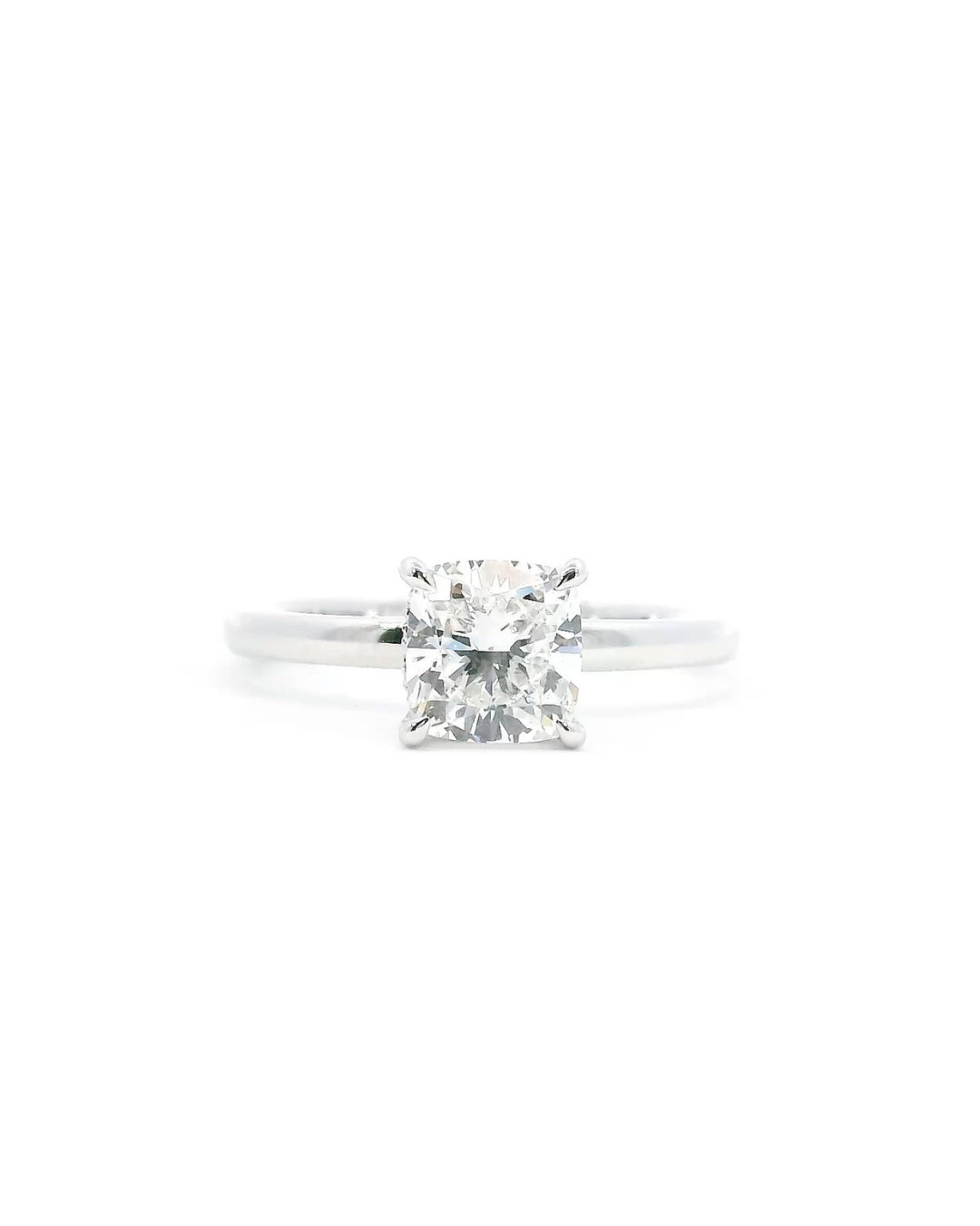 1.30ct Square Cushion Natural Diamond Parker Classic Solitaire with Hidden Halo