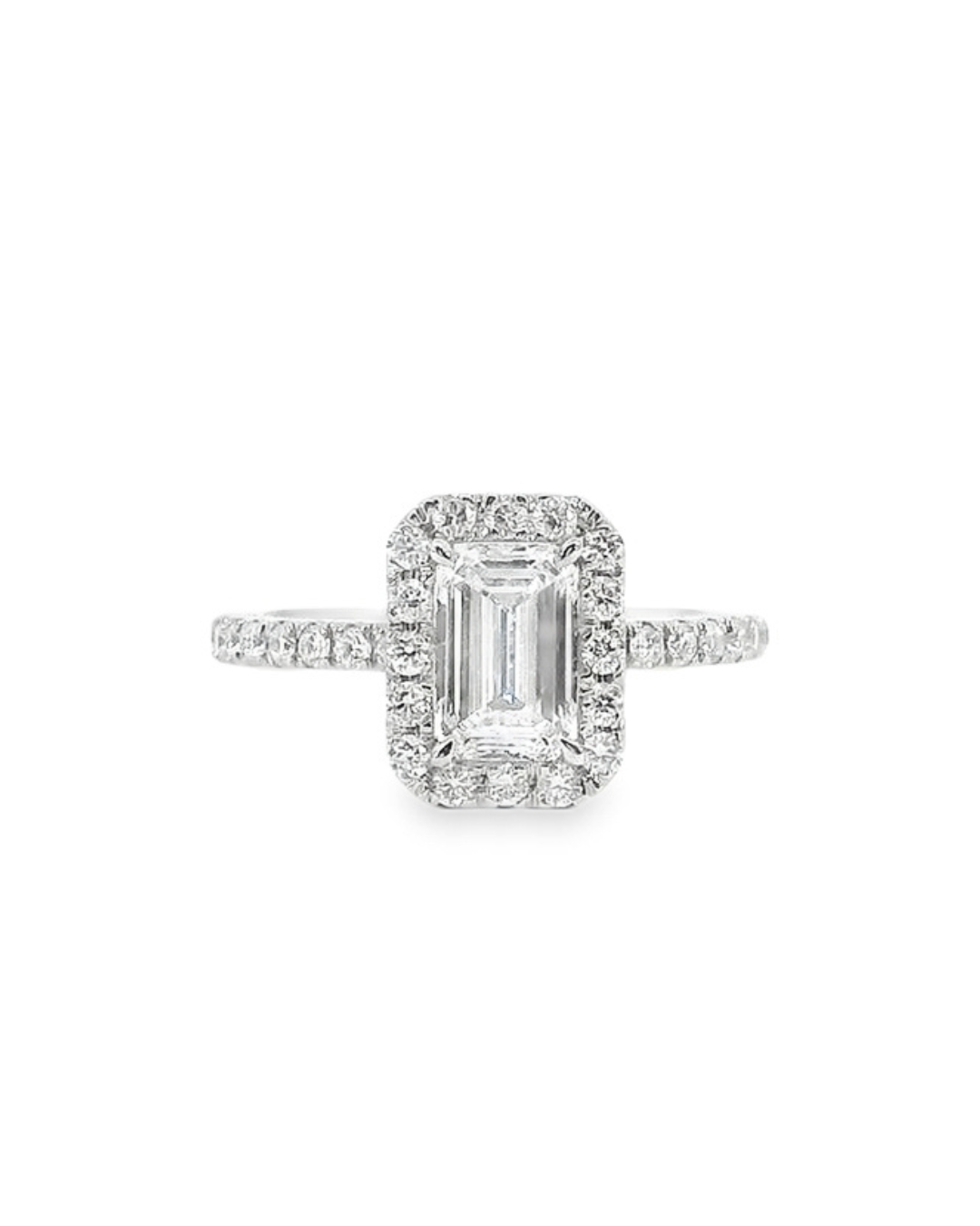 Emerald Cut Diamond in the Kensington Halo Design