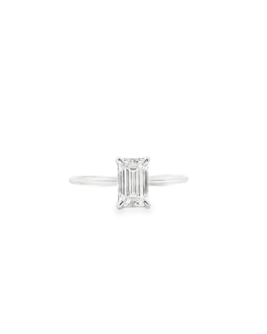 1.11ct Emerald Cut Natural Diamond in the Parker Classic Solitaire with Hidden Halo