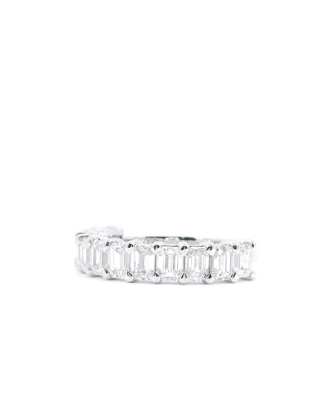 1.80Ct Emerald Cut Lab-Grown Diamond Double Shared Claw Eternity Ring