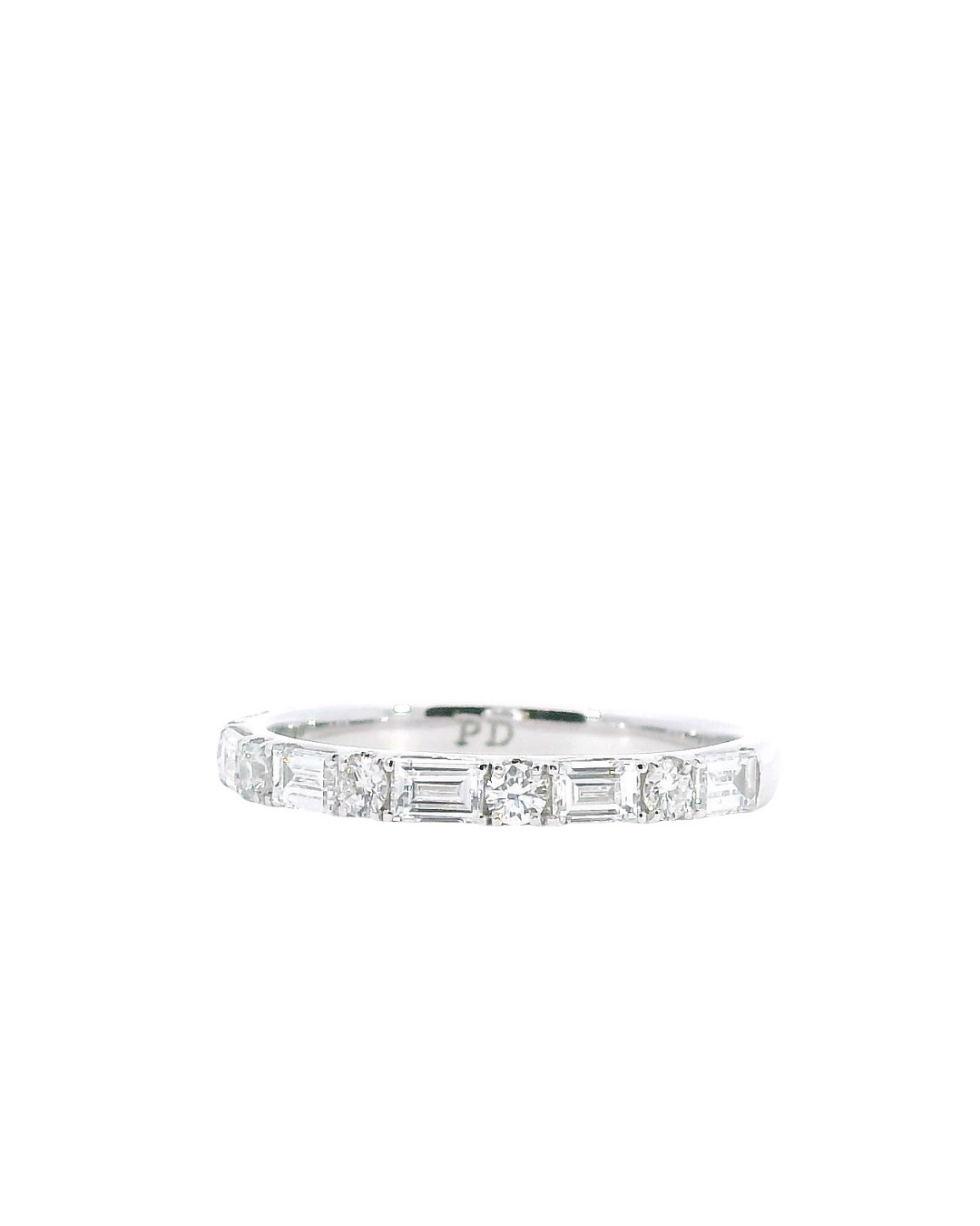 0.67Ct Baguette and Round Brilliant Cut Lab-Grown Diamond Eternity Ring