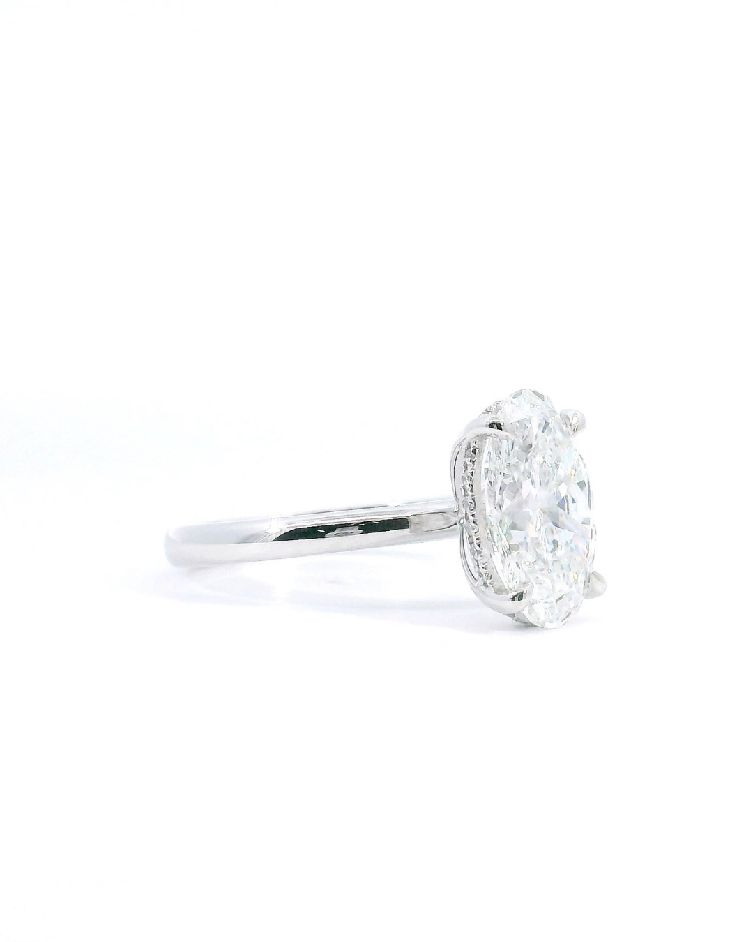 2.80Ct Oval Lab-Grown Diamond Parker Classic Solitaire with Hidden Halo
