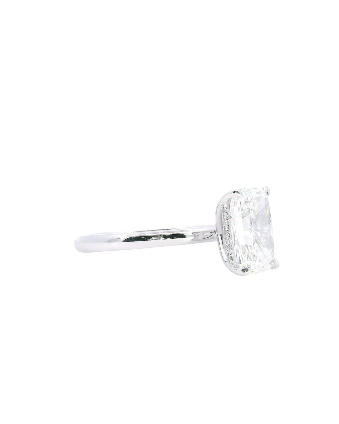 2.12Ct Radiant Cut Lab-Grown Diamond Parker Classic Solitaire with Hidden Halo