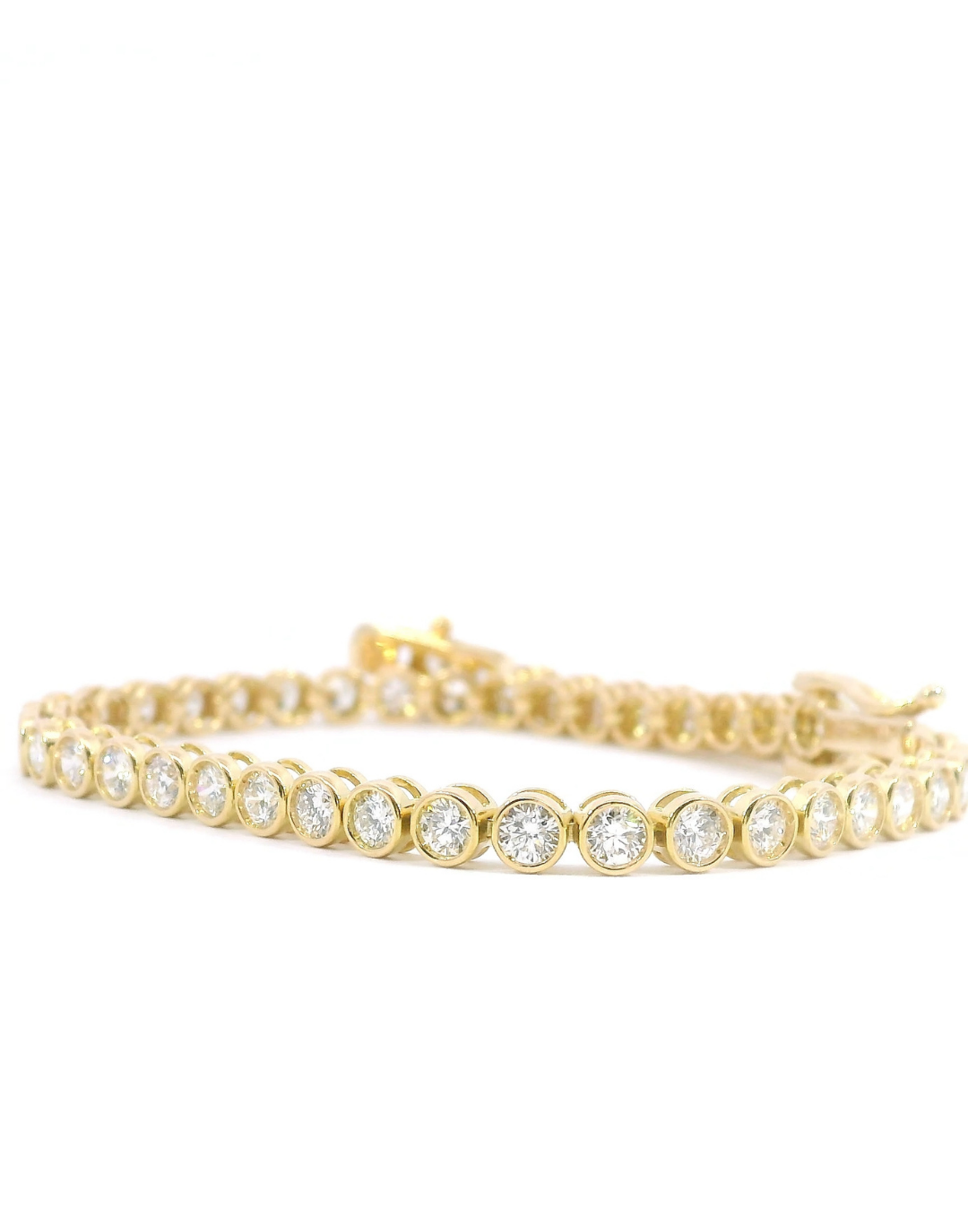 4.05Ct Round Brilliant Cut Bezel Set Natural Diamond Tennis Bracelet