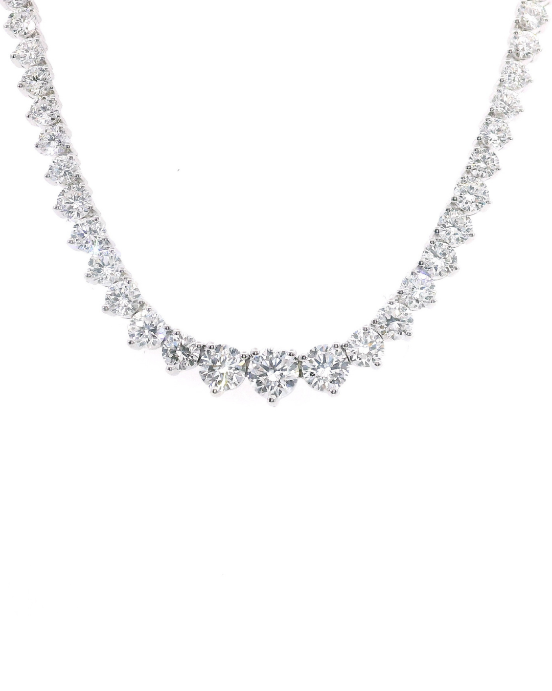 8.03Ct Round Brilliant Cut Graduated Lab-Grown Diamond Tennis Necklace