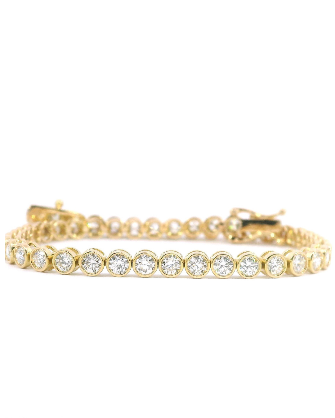 4.05Ct Round Brilliant Cut Bezel Set Natural Diamond Tennis Bracelet