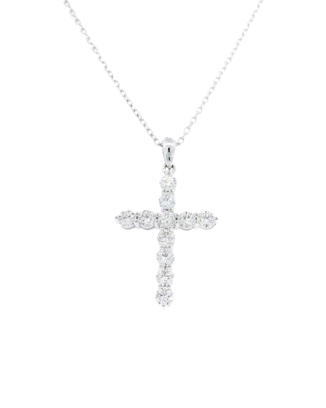 0.63Ct Natural Diamond Claw Set Cross Pendant
